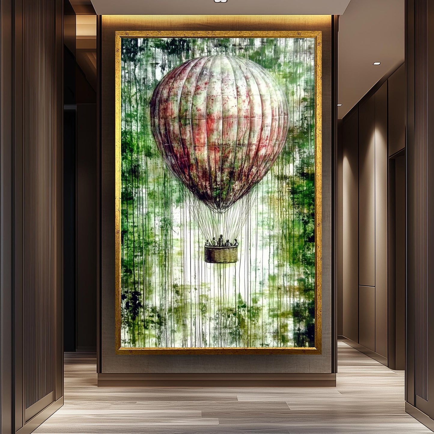 Hot Air Balloon Wall Art, Graffiti Style Painting, Vintage Adventure Poster, Abstract Travel Artwork, Urban Street Art Canvas Print