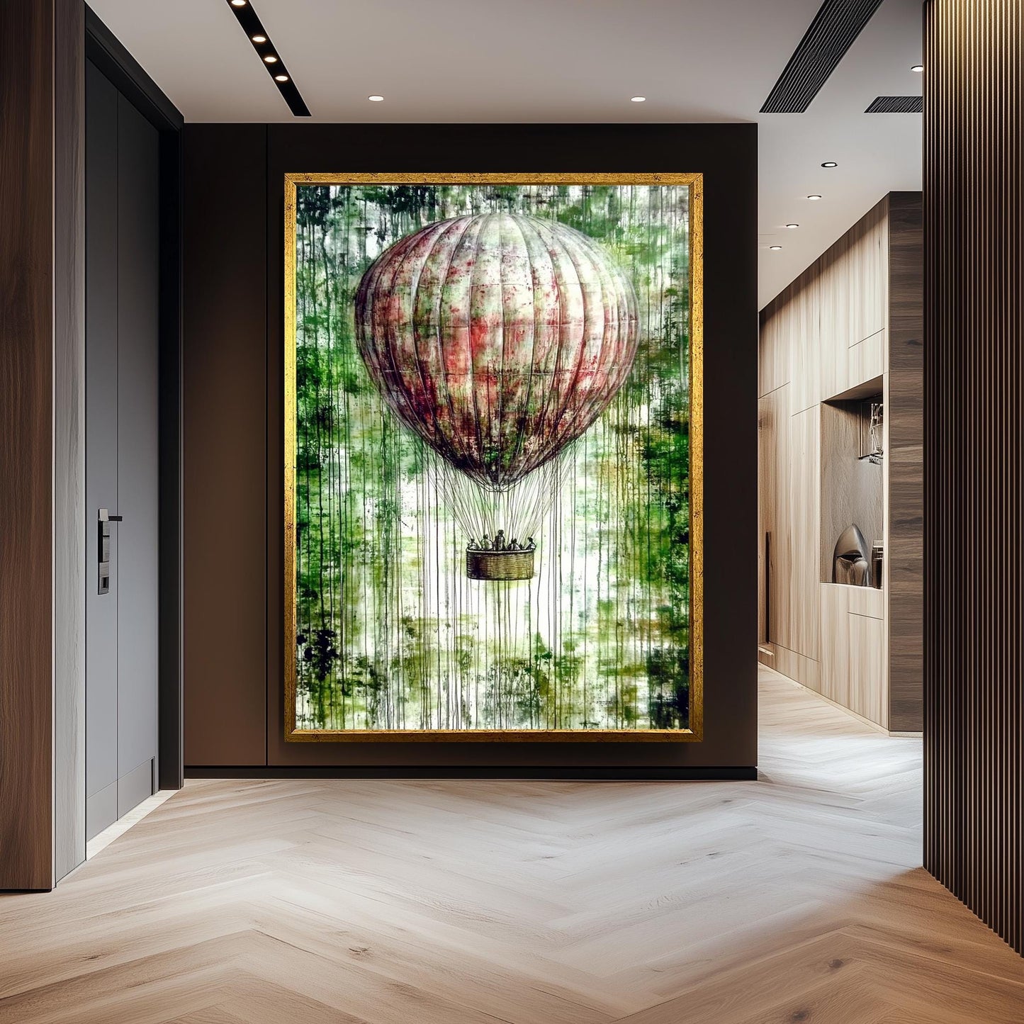 Hot Air Balloon Wall Art, Graffiti Style Painting, Vintage Adventure Poster, Abstract Travel Artwork, Urban Street Art Canvas Print