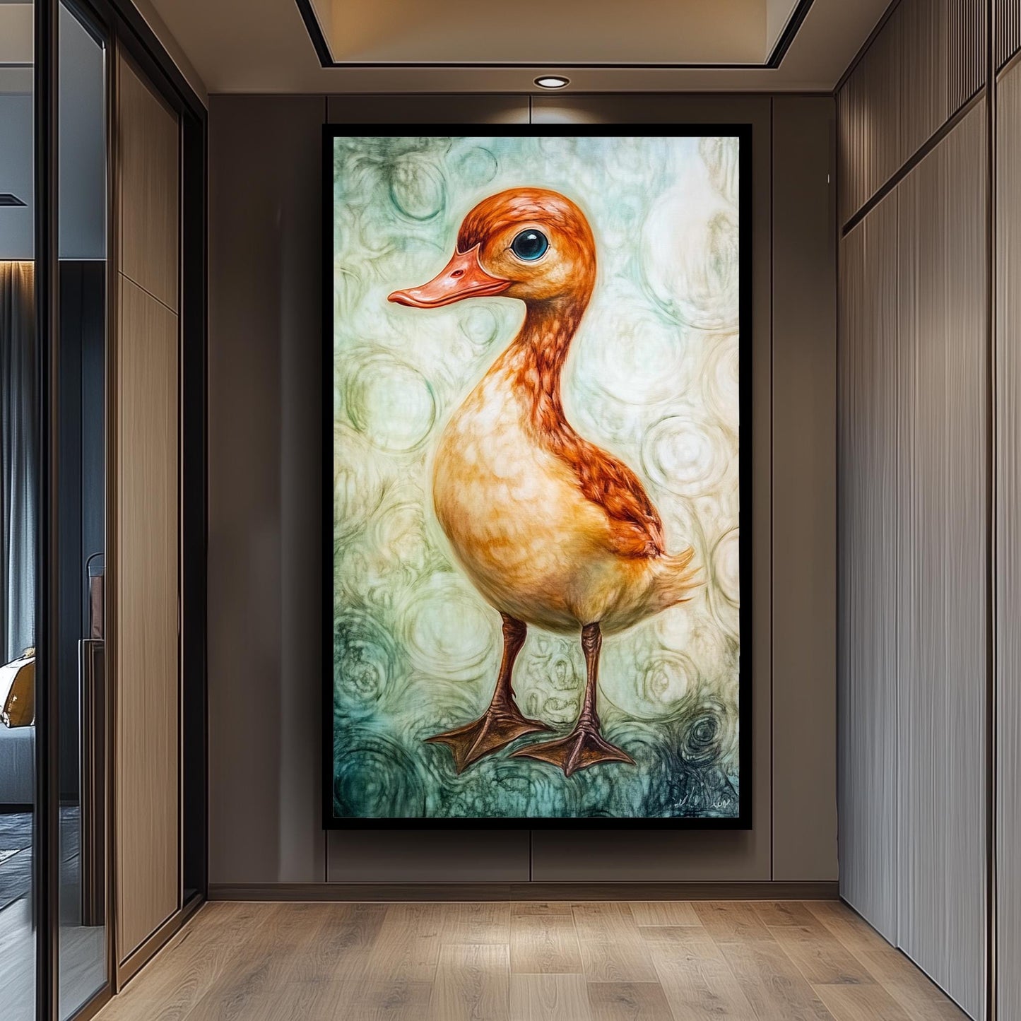 Surreal Duck Wall Art, Whimsical Bird Oil Painting, Dreamy Animal Canvas Print, Fantasy Nature Artwork, Quirky Farmhouse Decor, Duck Art