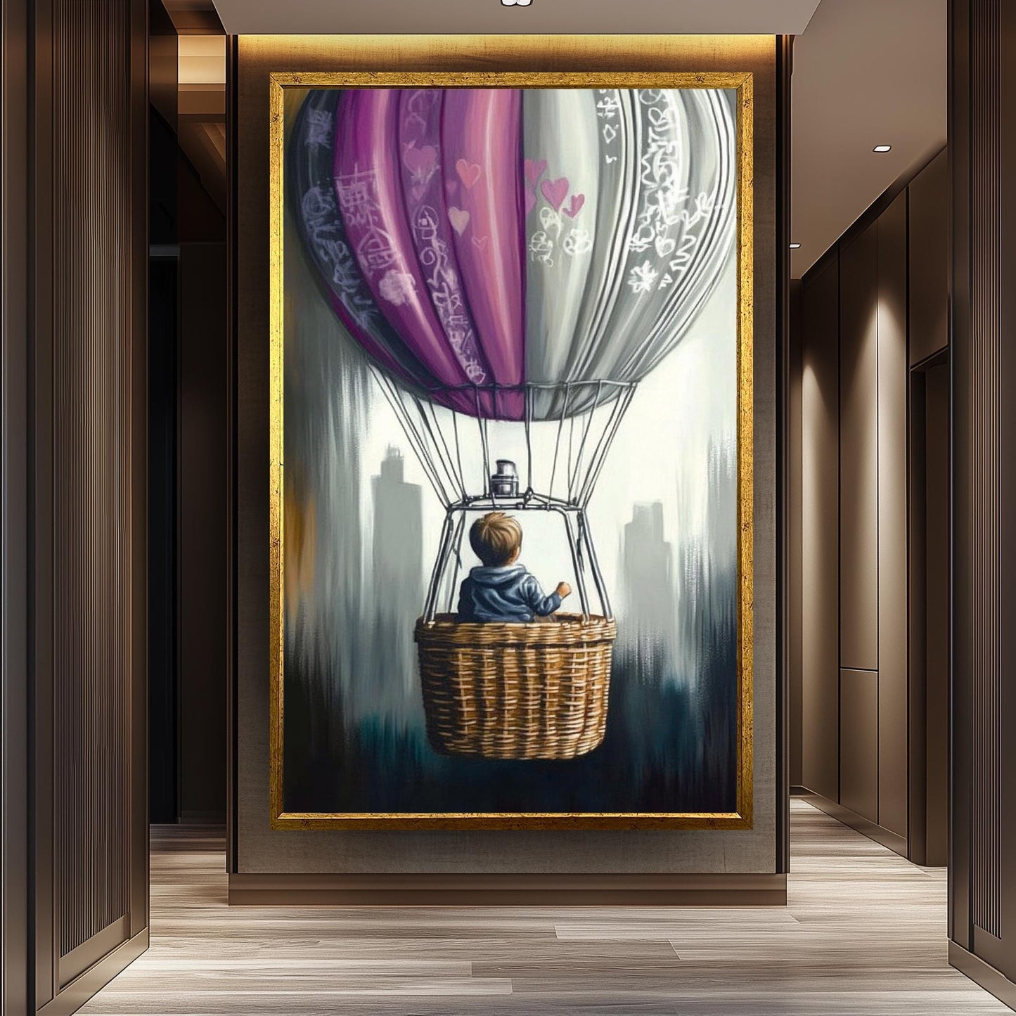Graffiti Hot Air Balloon Painting, Dreamy Child Adventure Art, Hand Painted Surreal Wall Decor, Graffiti Art, Balloon Wall Art