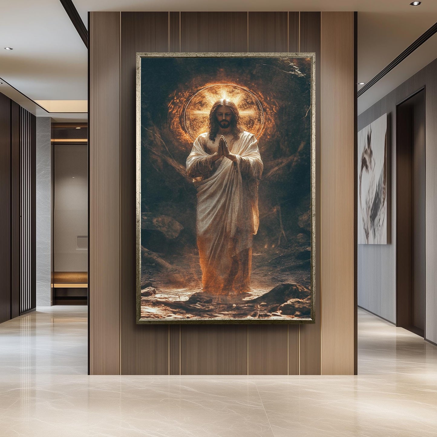 Jesus Christ Praying Painting, Divine Religious Wall Art, Hand Painted Christian Canvas, Sacred Spiritual Artwork, Jesus Wall Art