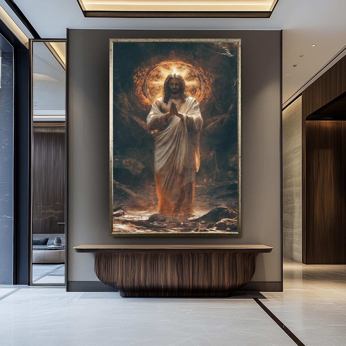 Jesus Christ Praying Painting, Divine Religious Wall Art, Hand Painted Christian Canvas, Sacred Spiritual Artwork, Jesus Wall Art