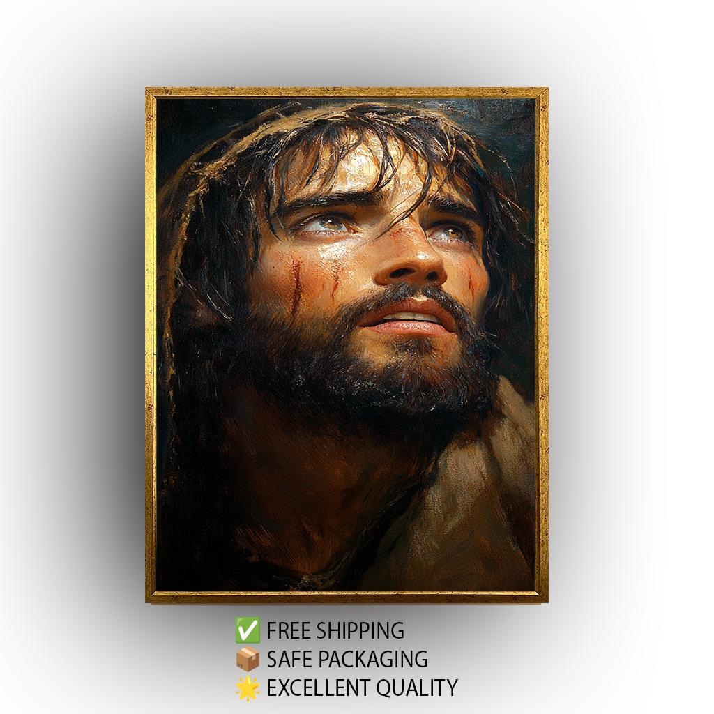 Jesus Christ Passion Painting, Emotional Religious Artwork, Hand Painted Savior Portrait, Christian Wall Art, Faith and Hope Decor