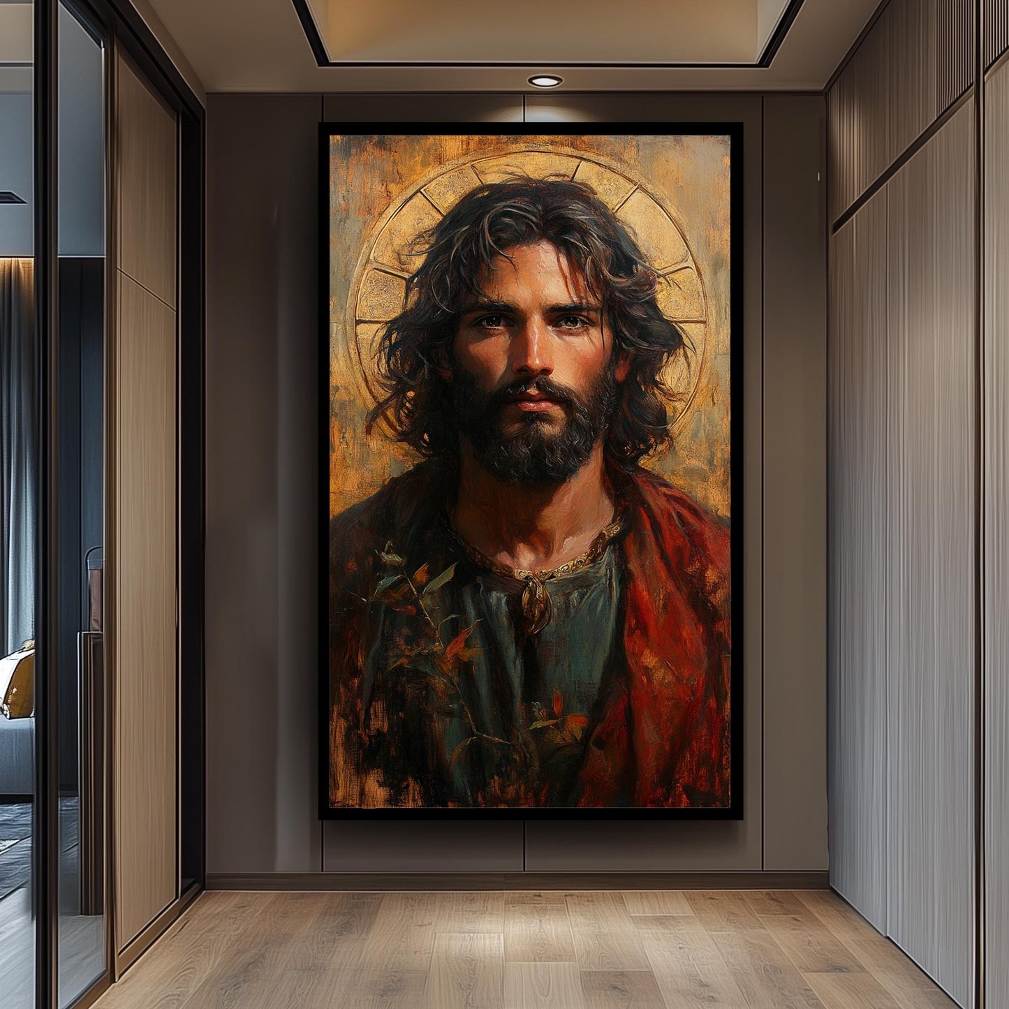 Jesus Christ Portrait Painting, Sacred Religious Artwork, Hand Painted Christian Wall Art, Divine Savior Canvas, Catholic Wall Art