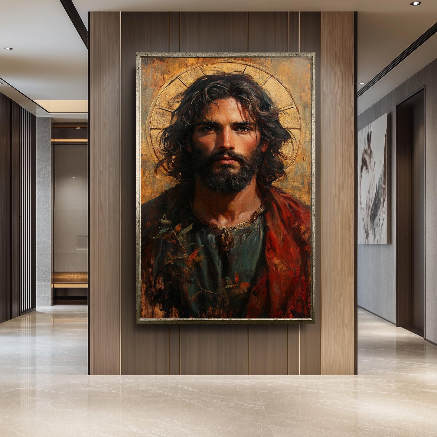Jesus Christ Portrait Painting, Sacred Religious Artwork, Hand Painted Christian Wall Art, Divine Savior Canvas, Catholic Wall Art