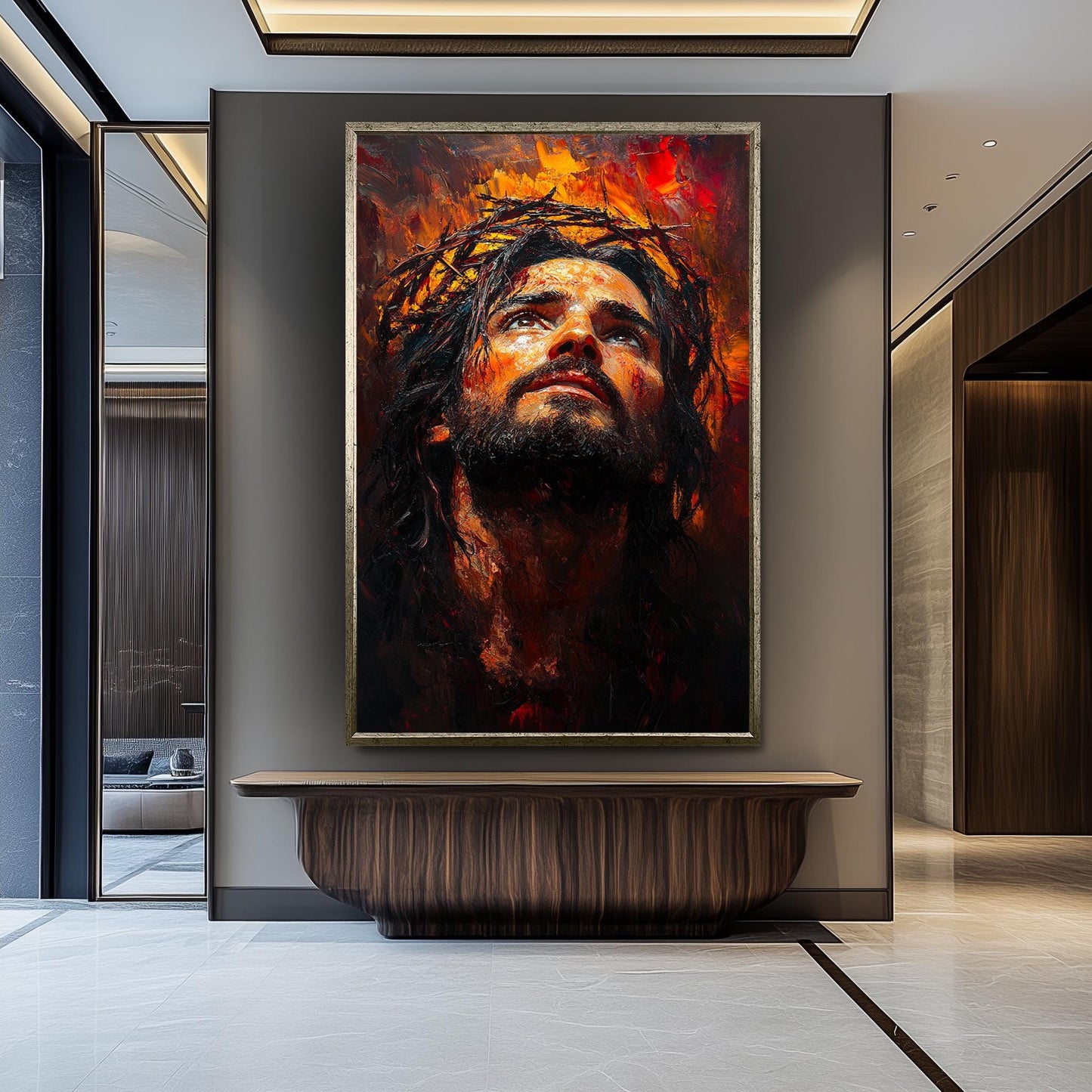 Jesus Christ Crown of Thorns Painting, Passion of Christ Artwork, Hand Painted Religious Wall Art, Christian Faith Canvas, Spiritual Decor