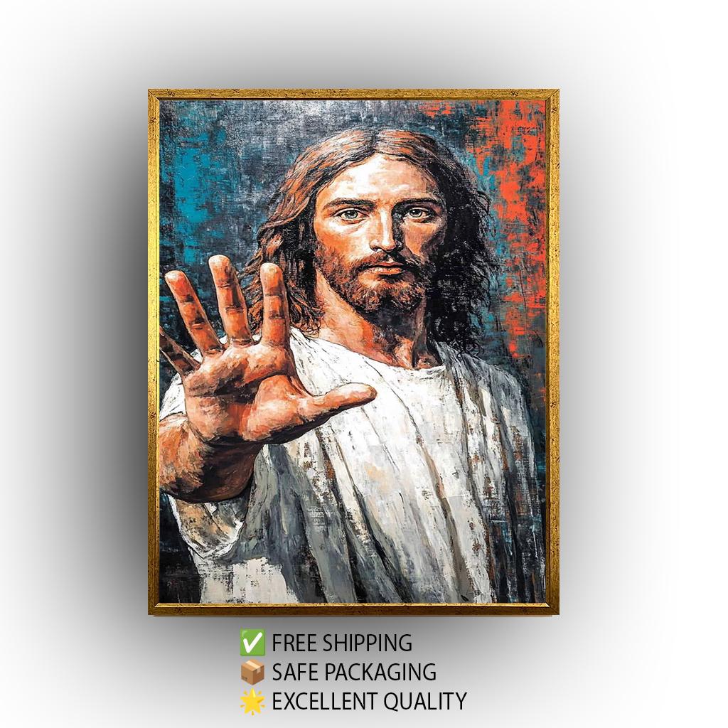 Jesus Christ Painting, Hand Painted Religious Wall Art, Abstract Christian Decor, Savior Portrait Canvas, Spiritual Faith-Inspired Artwork