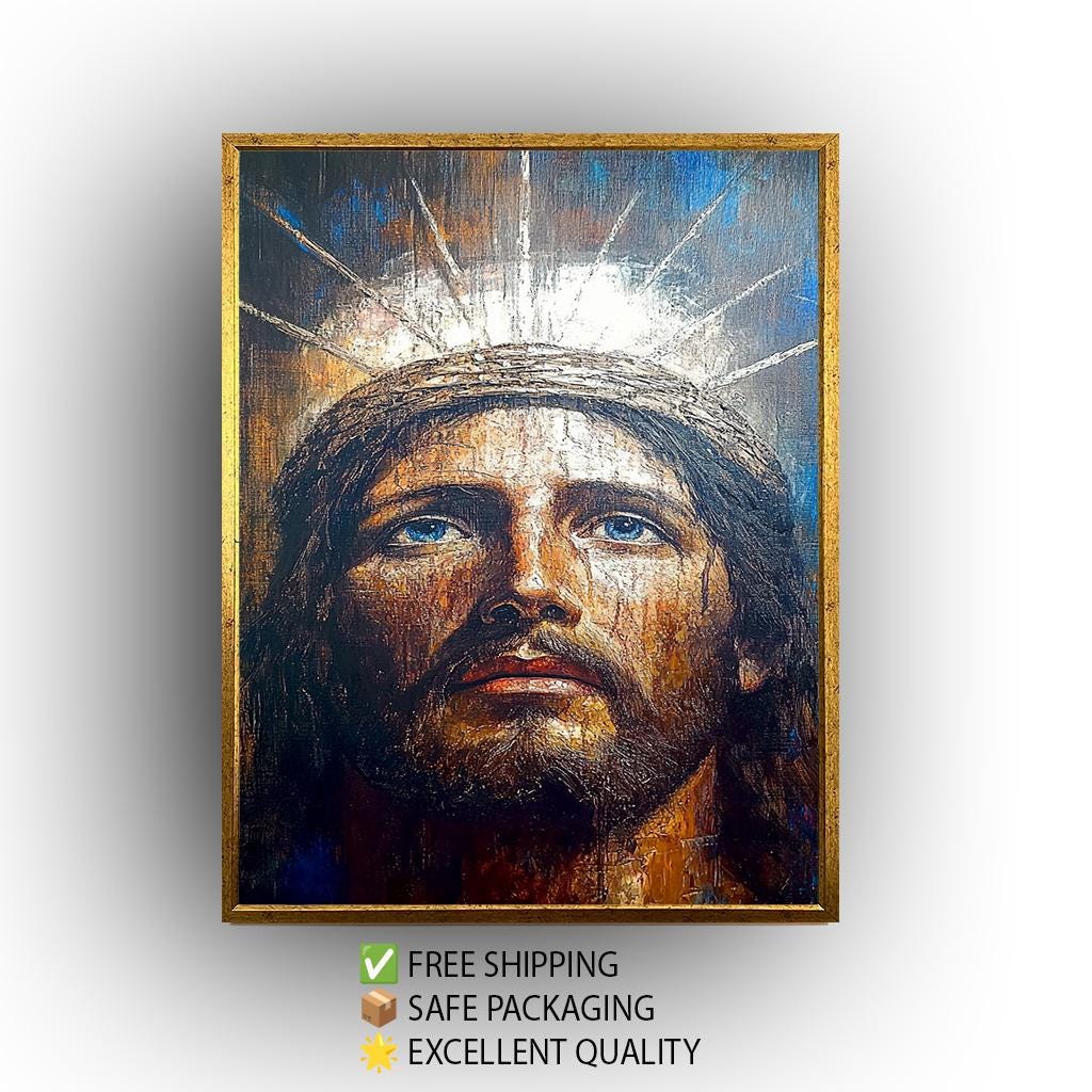 Crown of Thorns Jesus Canvas Painting Powerful Religious Christian Wall Art for Prayer Room, Spiritual Home Decor or Faithful Gift Idea