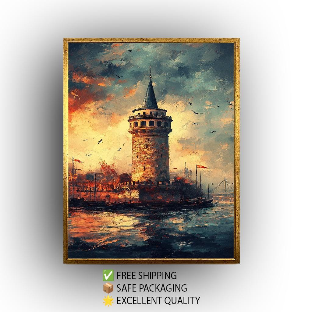 Galata Tower Sunset Canvas Print: Istanbul Landmark Wall Art