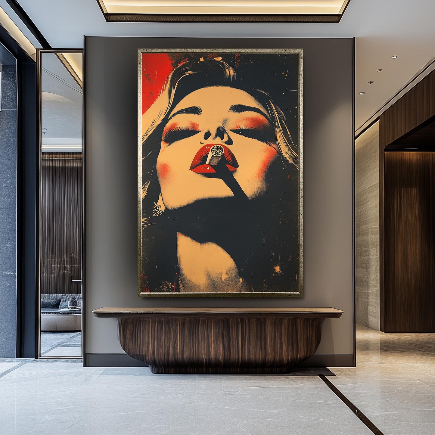 Glamorous Woman Pop Art Print: Retro Noir Female Portrait