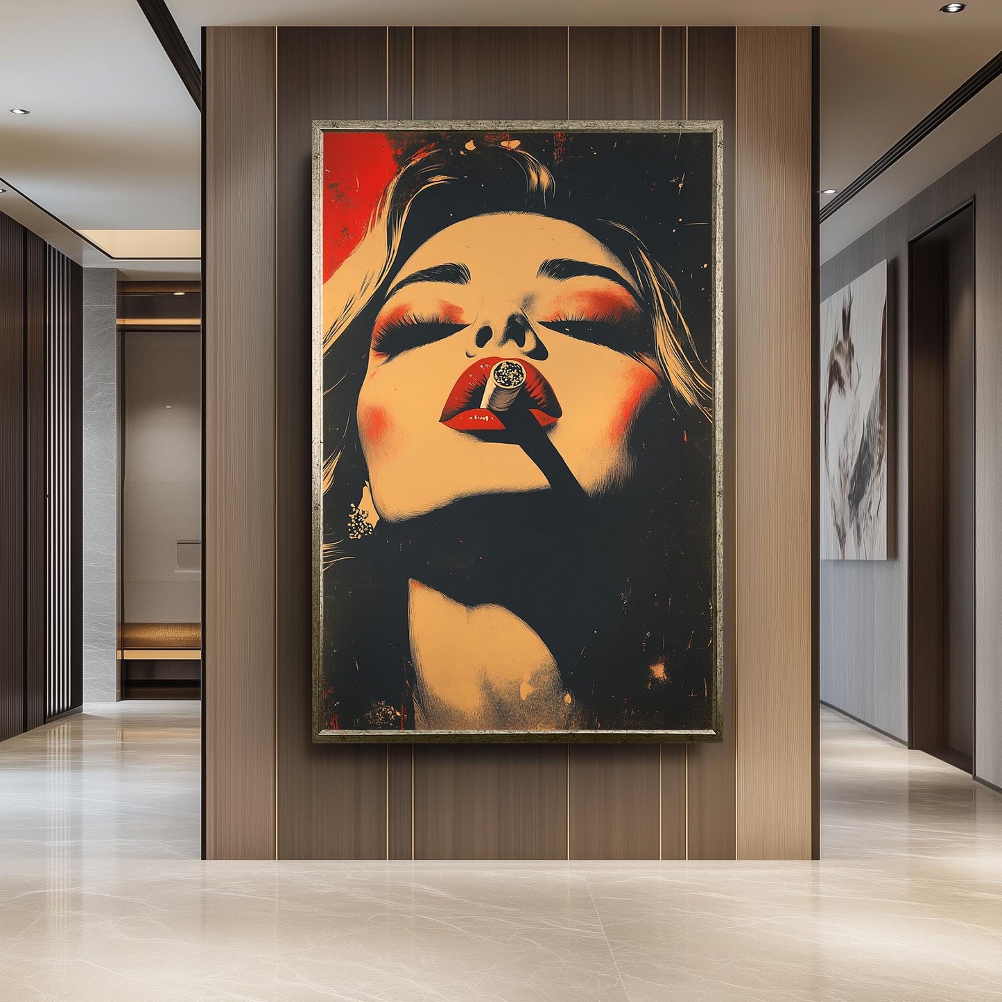 Glamorous Woman Pop Art Print: Retro Noir Female Portrait