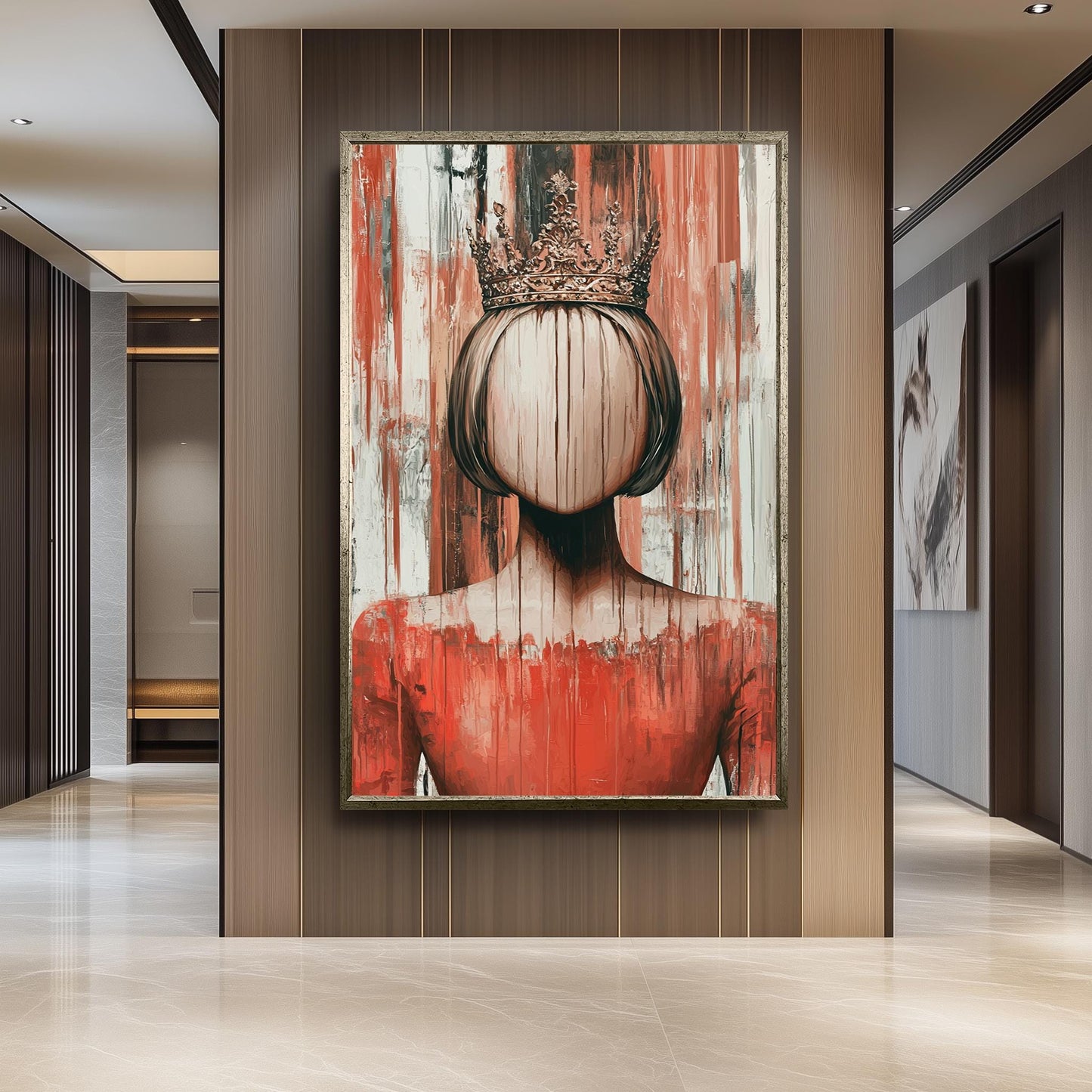 Surreal Faceless Queen Wall Art, Abstract Gothic Portrait Print, Crowned Woman Painting, Women Fantasy Royalty Decor, Women Wall Art