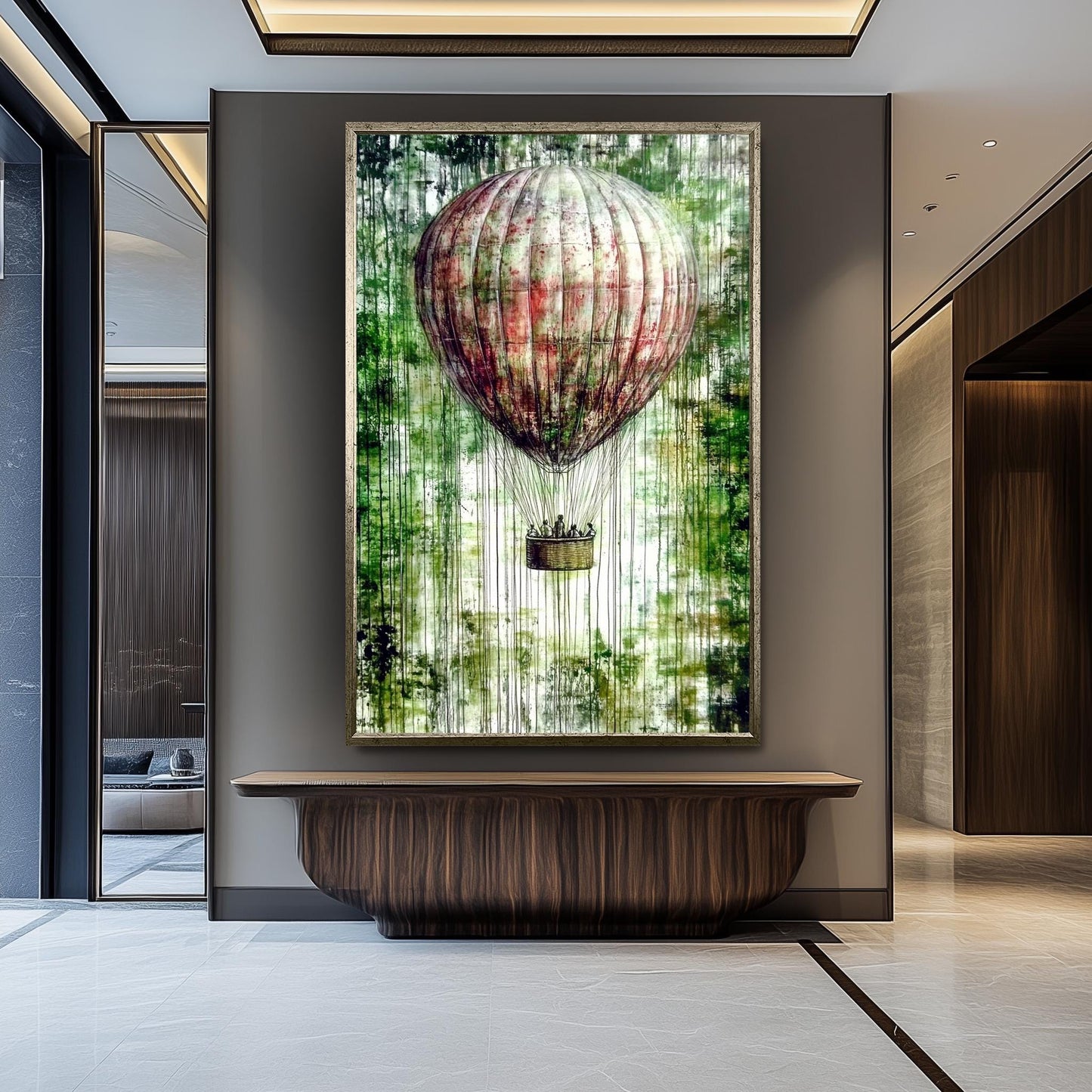 Hot Air Balloon Wall Art, Graffiti Style Painting, Vintage Adventure Poster, Abstract Travel Artwork, Urban Street Art Canvas Print