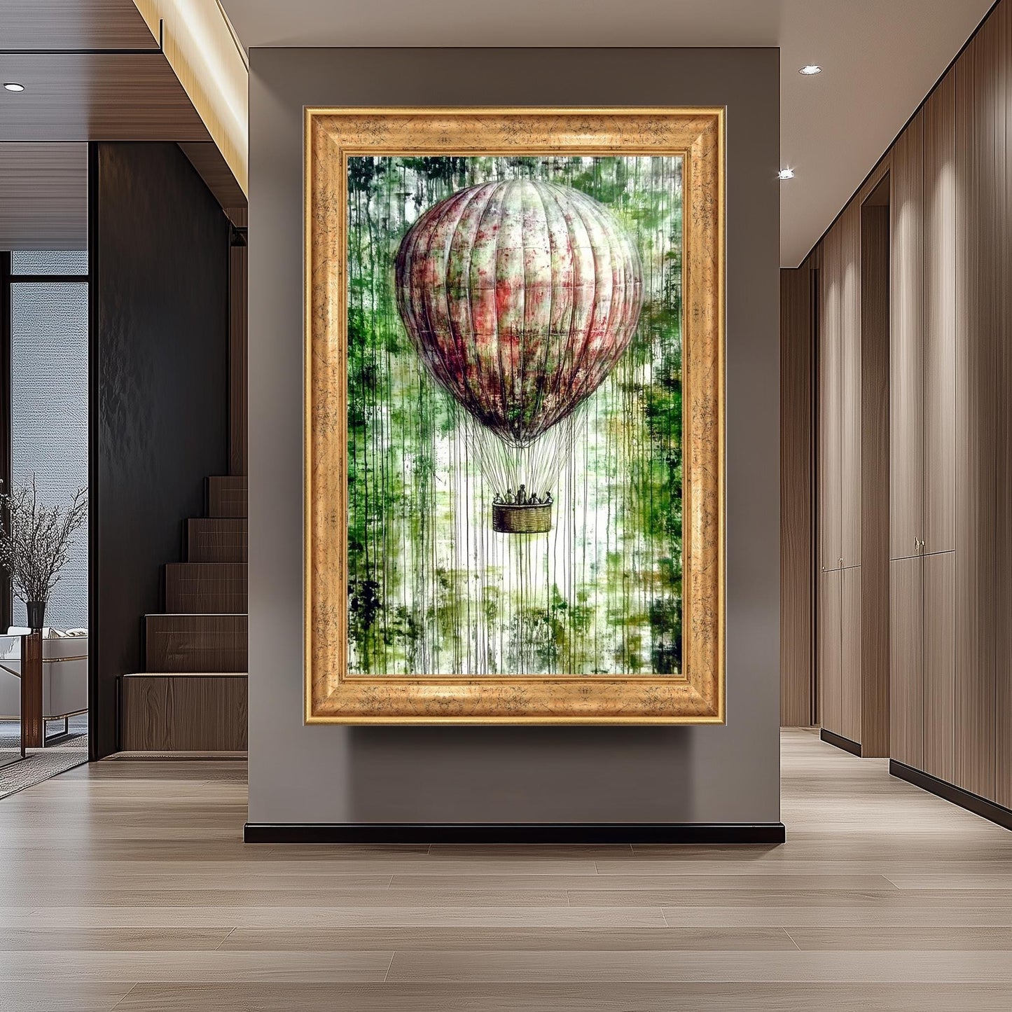 Hot Air Balloon Wall Art, Graffiti Style Painting, Vintage Adventure Poster, Abstract Travel Artwork, Urban Street Art Canvas Print