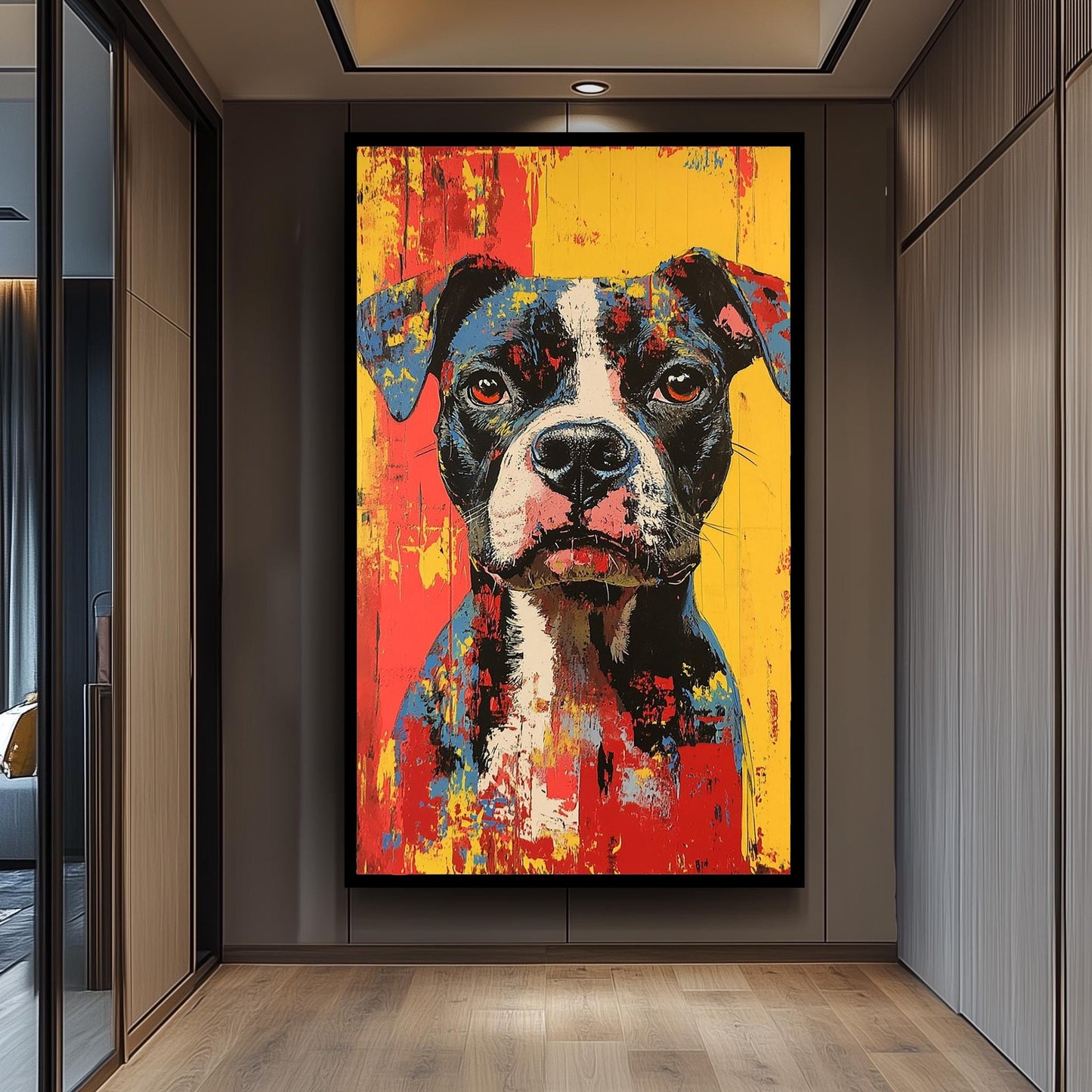 Colorful Boxer Dog Pop Art Portrait: Modern Pet Lover Canvas