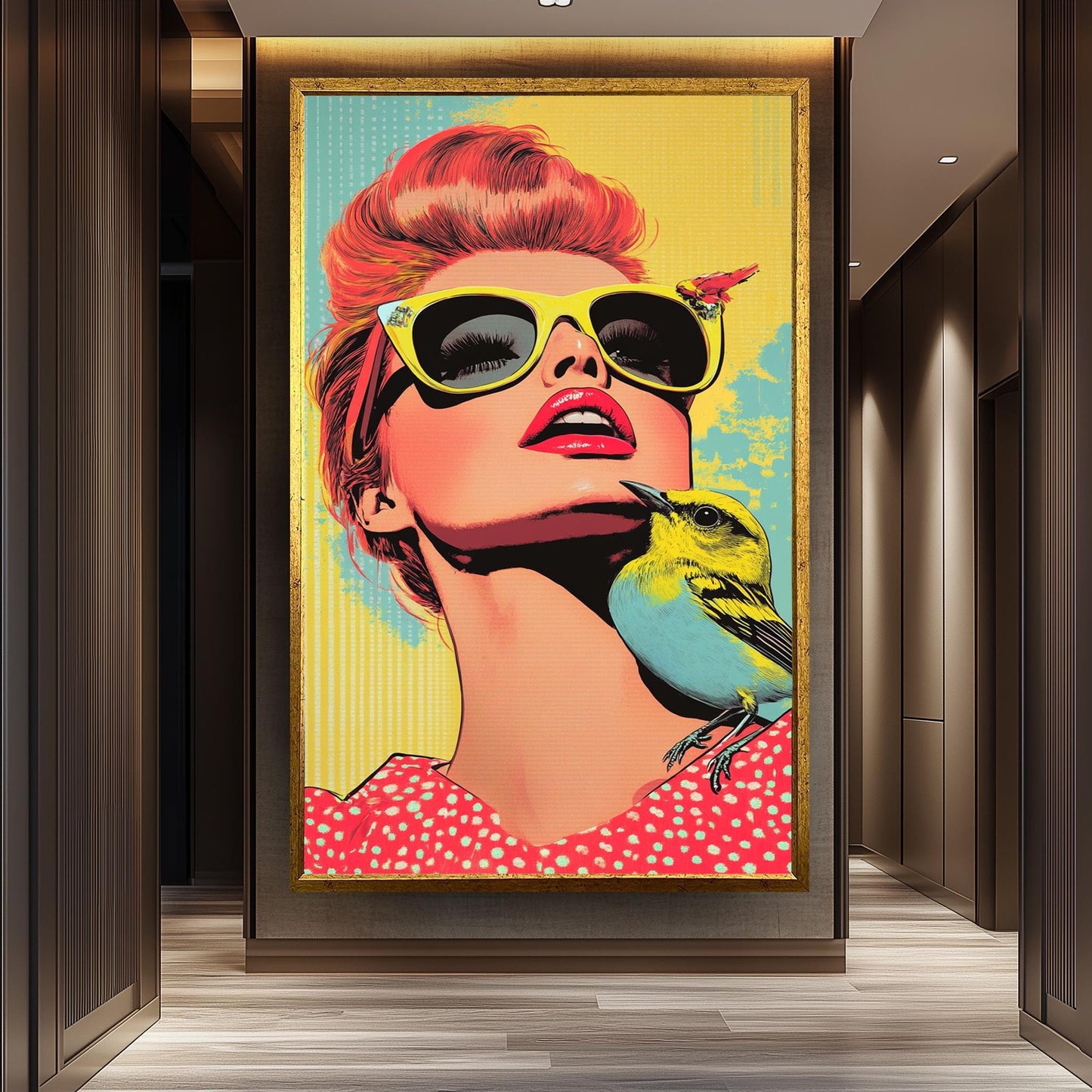 Pop Art Woman with Sunglasses Canvas Print: Retro Colorful Wall Art