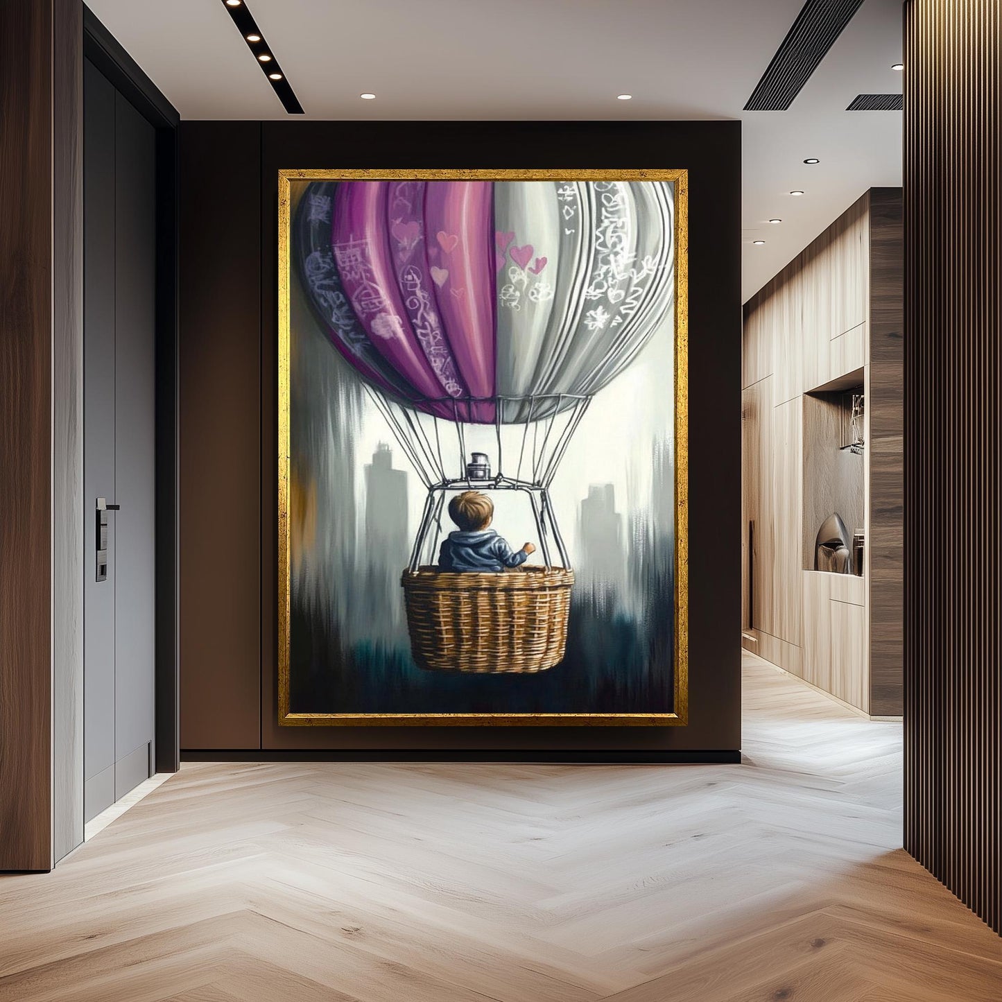 Graffiti Hot Air Balloon Painting, Dreamy Child Adventure Art, Hand Painted Surreal Wall Decor, Graffiti Art, Balloon Wall Art