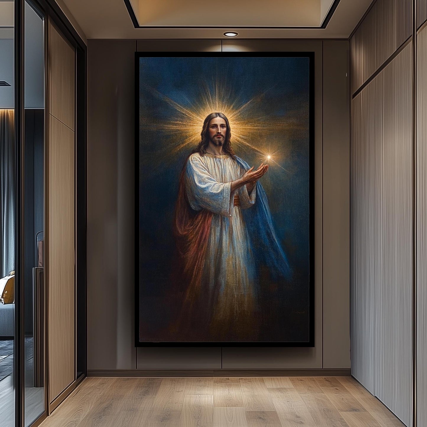 Jesus Christian Painting on Canvas, Divine Religious Artwork, Hand Painted Christian Wall Art, Sacred Savior Portrait, Jesus Painting,