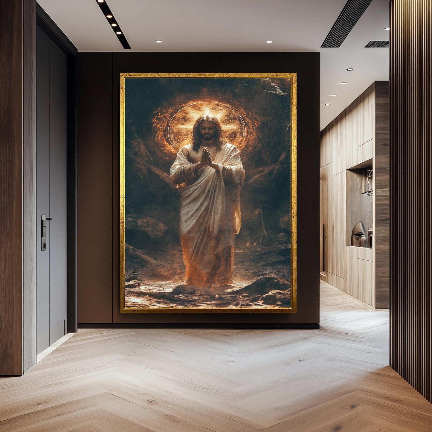 Jesus Christ Praying Painting, Divine Religious Wall Art, Hand Painted Christian Canvas, Sacred Spiritual Artwork, Jesus Wall Art