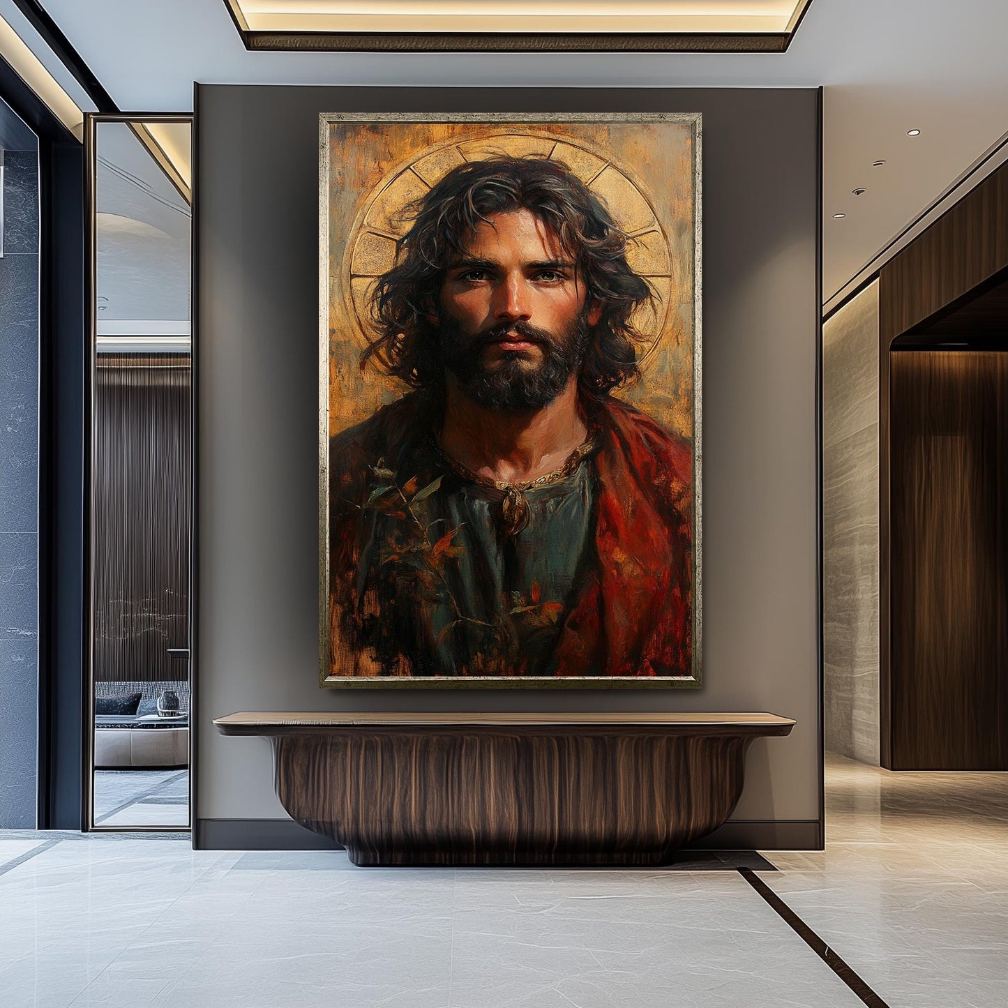 Jesus Christ Portrait Painting, Sacred Religious Artwork, Hand Painted Christian Wall Art, Divine Savior Canvas, Catholic Wall Art