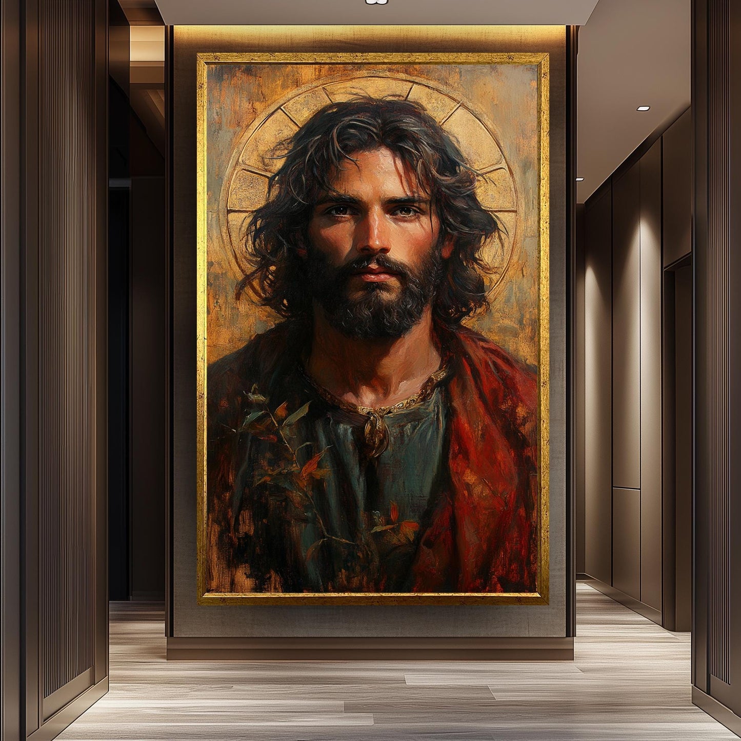 Jesus Christ Portrait Painting, Sacred Religious Artwork, Hand Painted Christian Wall Art, Divine Savior Canvas, Catholic Wall Art