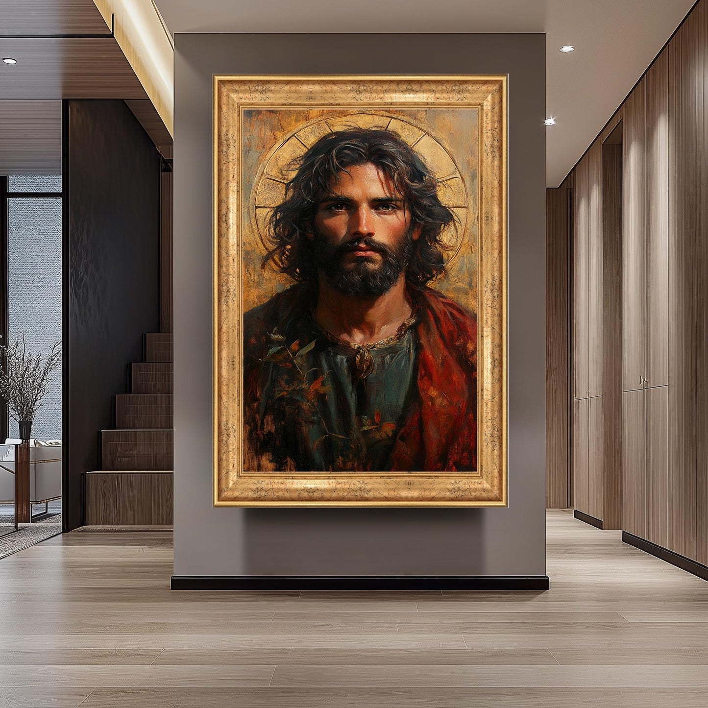 Jesus Christ Portrait Painting, Sacred Religious Artwork, Hand Painted Christian Wall Art, Divine Savior Canvas, Catholic Wall Art