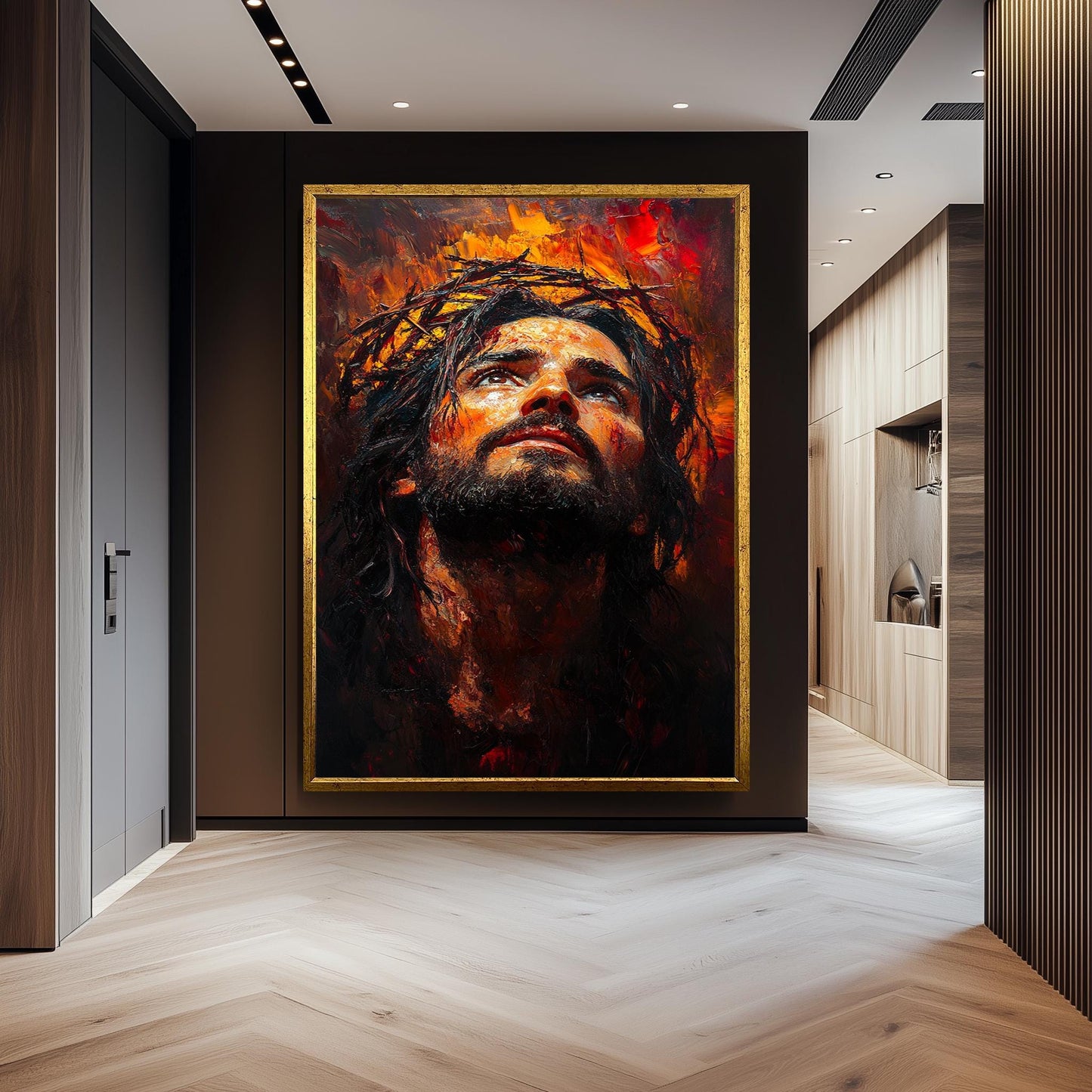 Jesus Christ Crown of Thorns Painting, Passion of Christ Artwork, Hand Painted Religious Wall Art, Christian Faith Canvas, Spiritual Decor
