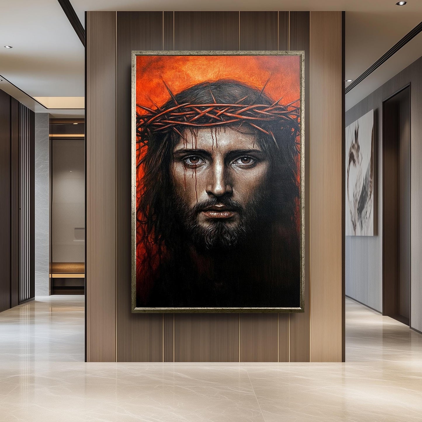Jesus Christ Crown of Thorns Painting: Hand-Painted Religious Canvas Art