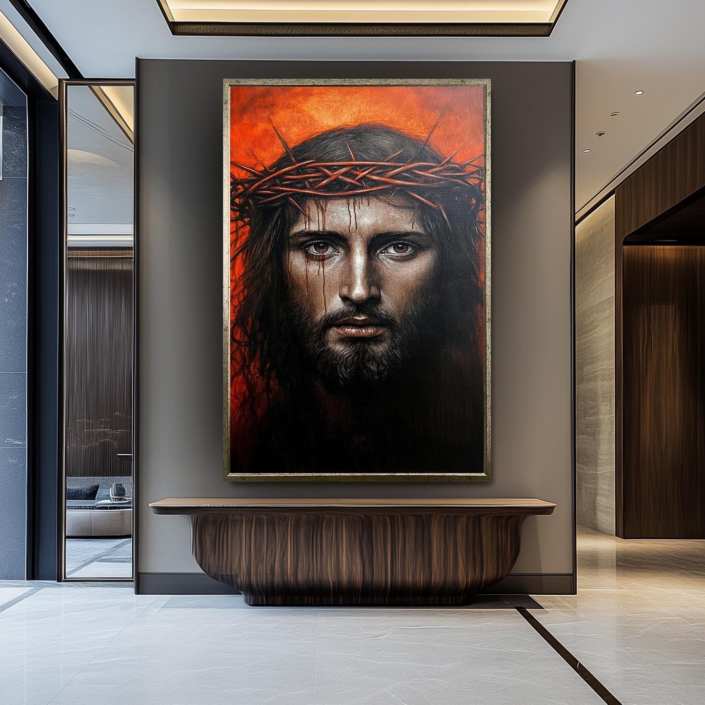 Jesus Christ Crown of Thorns Painting: Hand-Painted Religious Canvas Art
