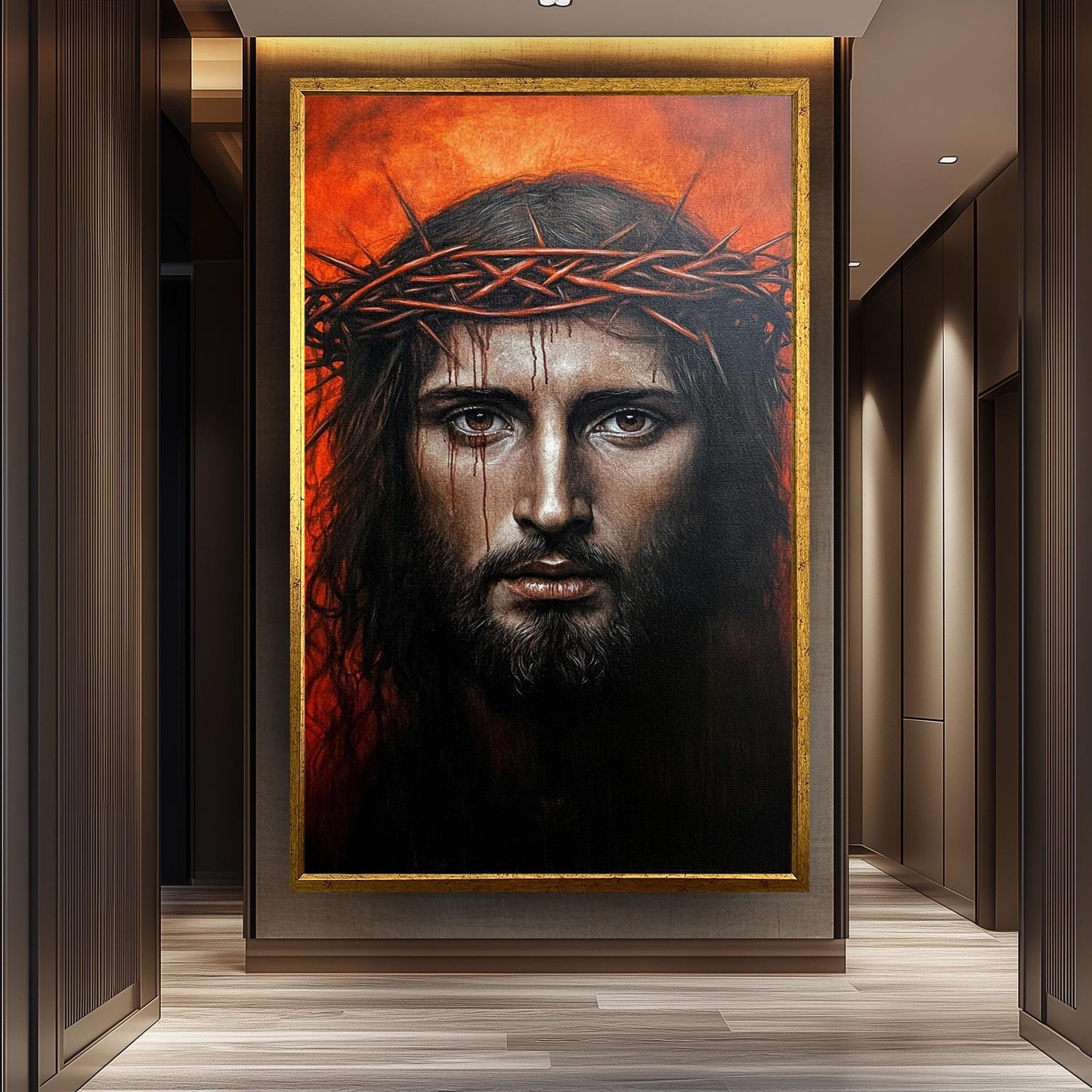 Jesus Christ Crown of Thorns Painting: Hand-Painted Religious Canvas Art
