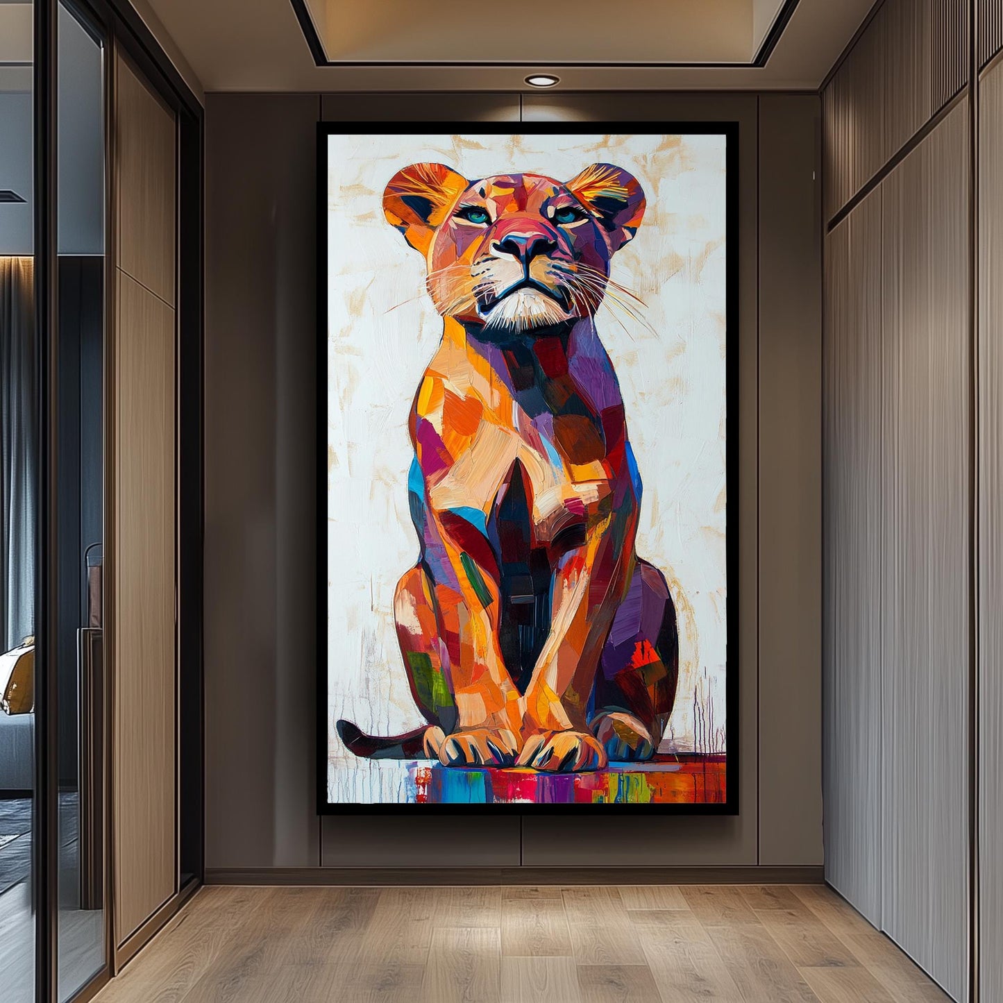 Pop Art Lioness Canvas Print: Abstract Safari Animal Wall Art