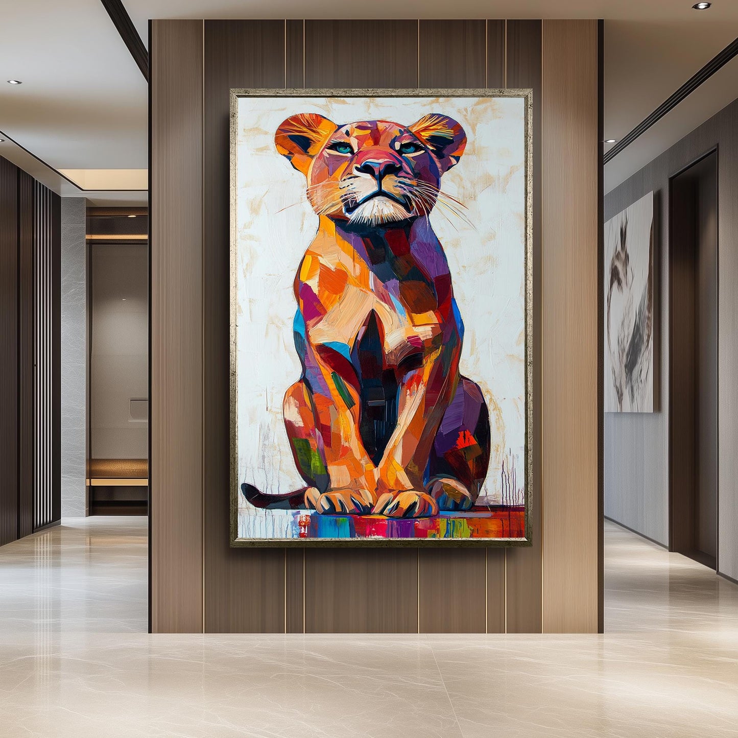 Pop Art Lioness Canvas Print: Abstract Safari Animal Wall Art