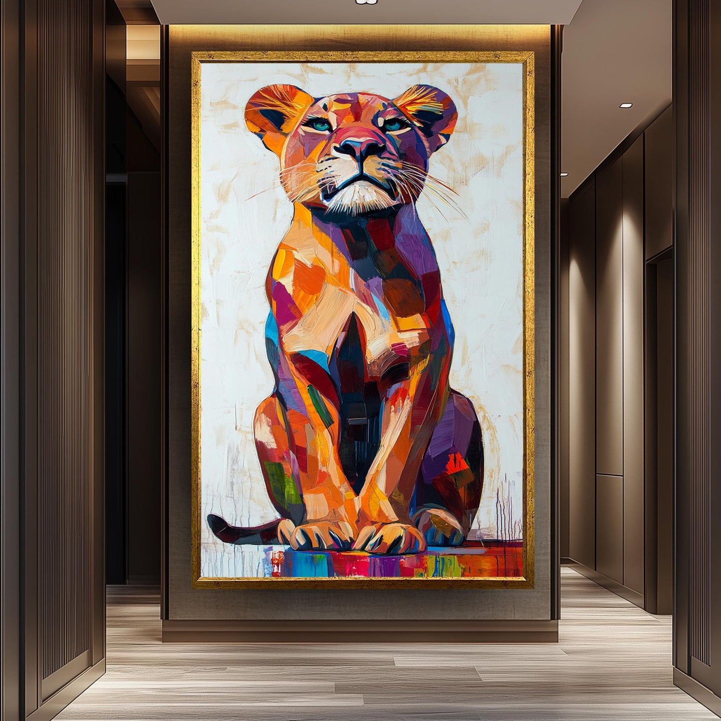 Pop Art Lioness Canvas Print: Abstract Safari Animal Wall Art
