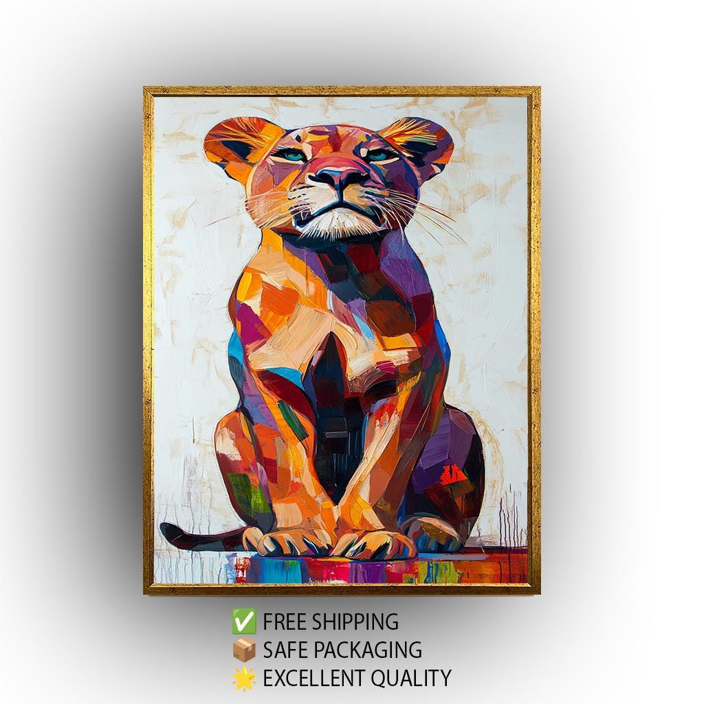 Pop Art Lioness Canvas Print: Abstract Safari Animal Wall Art