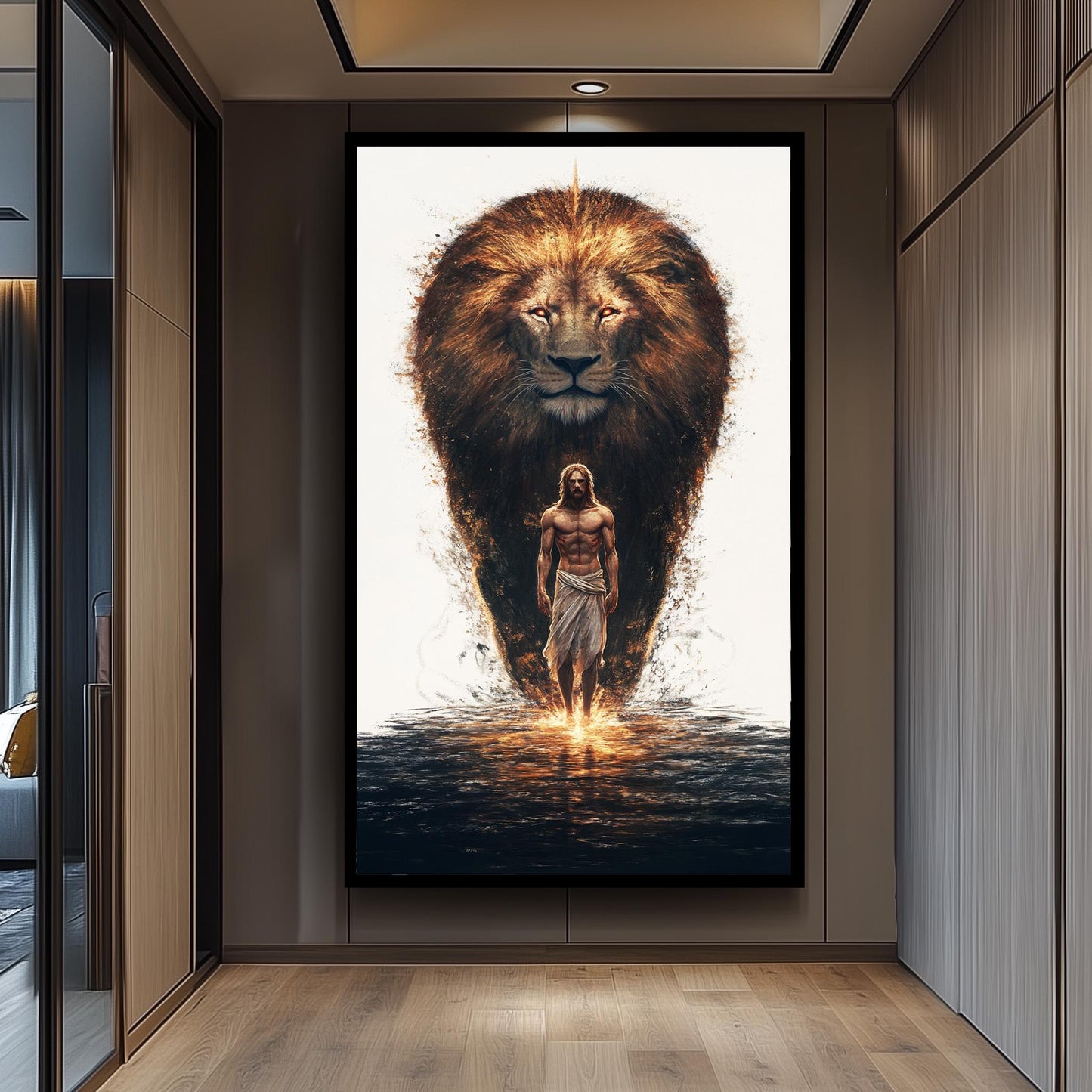 Jesus and Lion Canvas Print: Christian Spiritual Wall Art