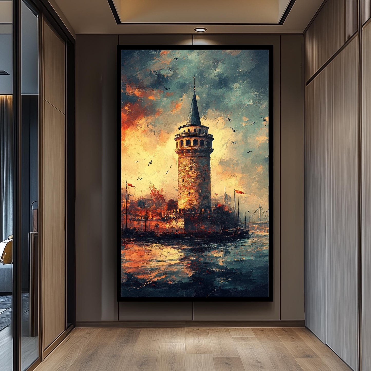 Galata Tower Sunset Canvas Print: Istanbul Landmark Wall Art