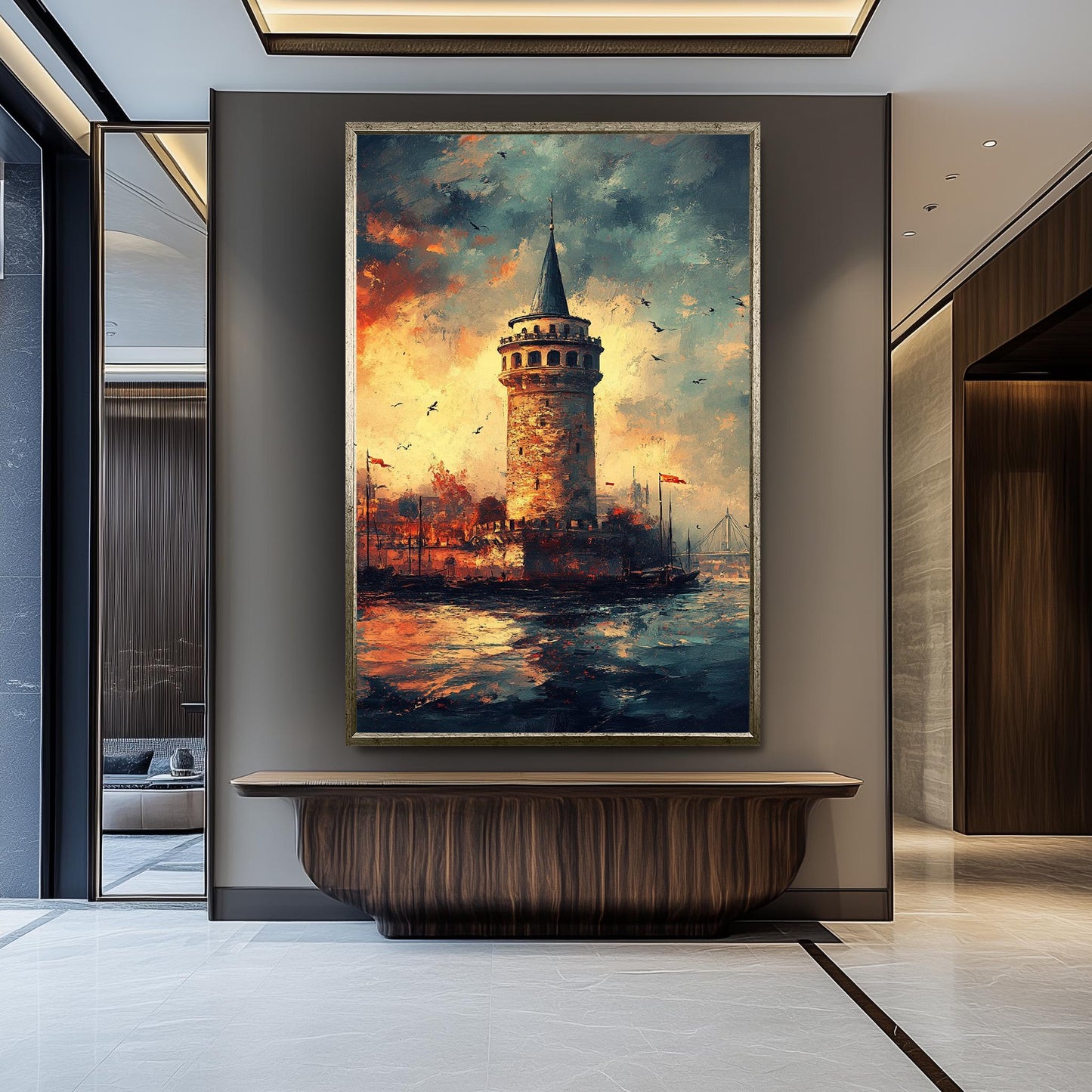 Galata Tower Sunset Canvas Print: Istanbul Landmark Wall Art