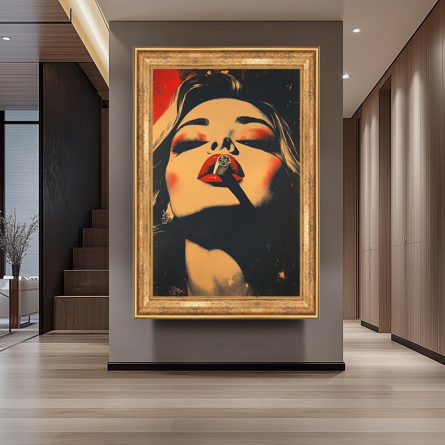 Glamorous Woman Pop Art Print: Retro Noir Female Portrait