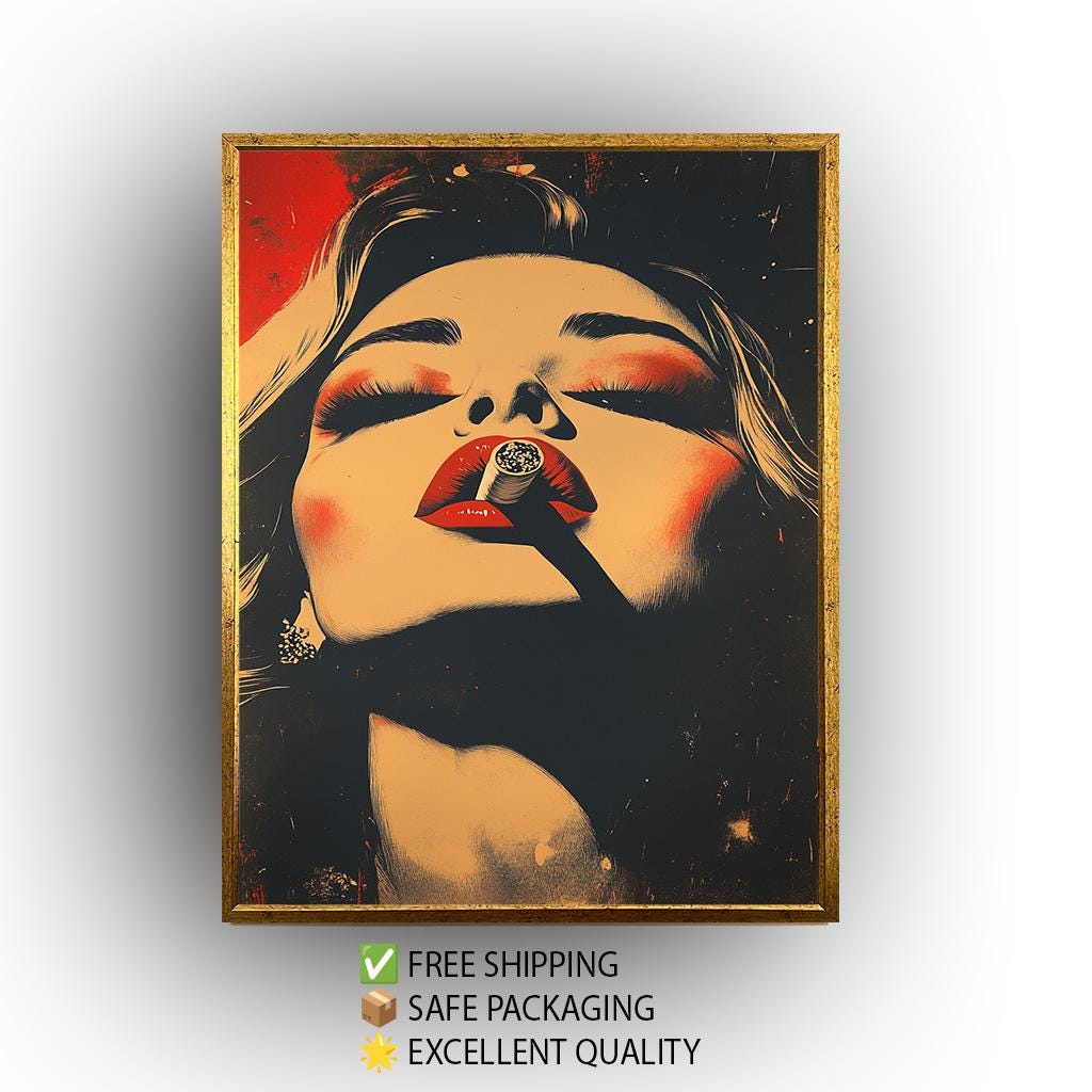 Glamorous Woman Pop Art Print: Retro Noir Female Portrait