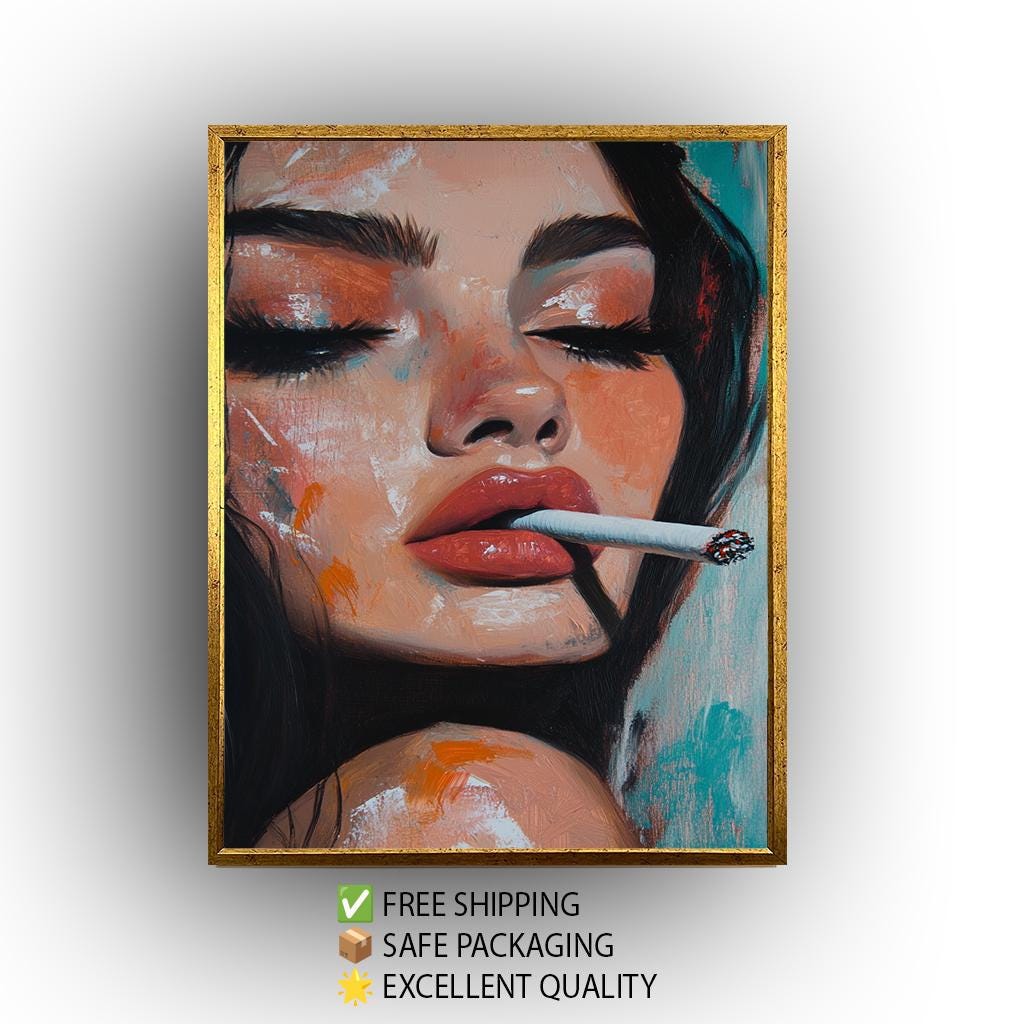 Pop Art Woman Portrait: Oil-Style Painting, Retro Glam Canvas