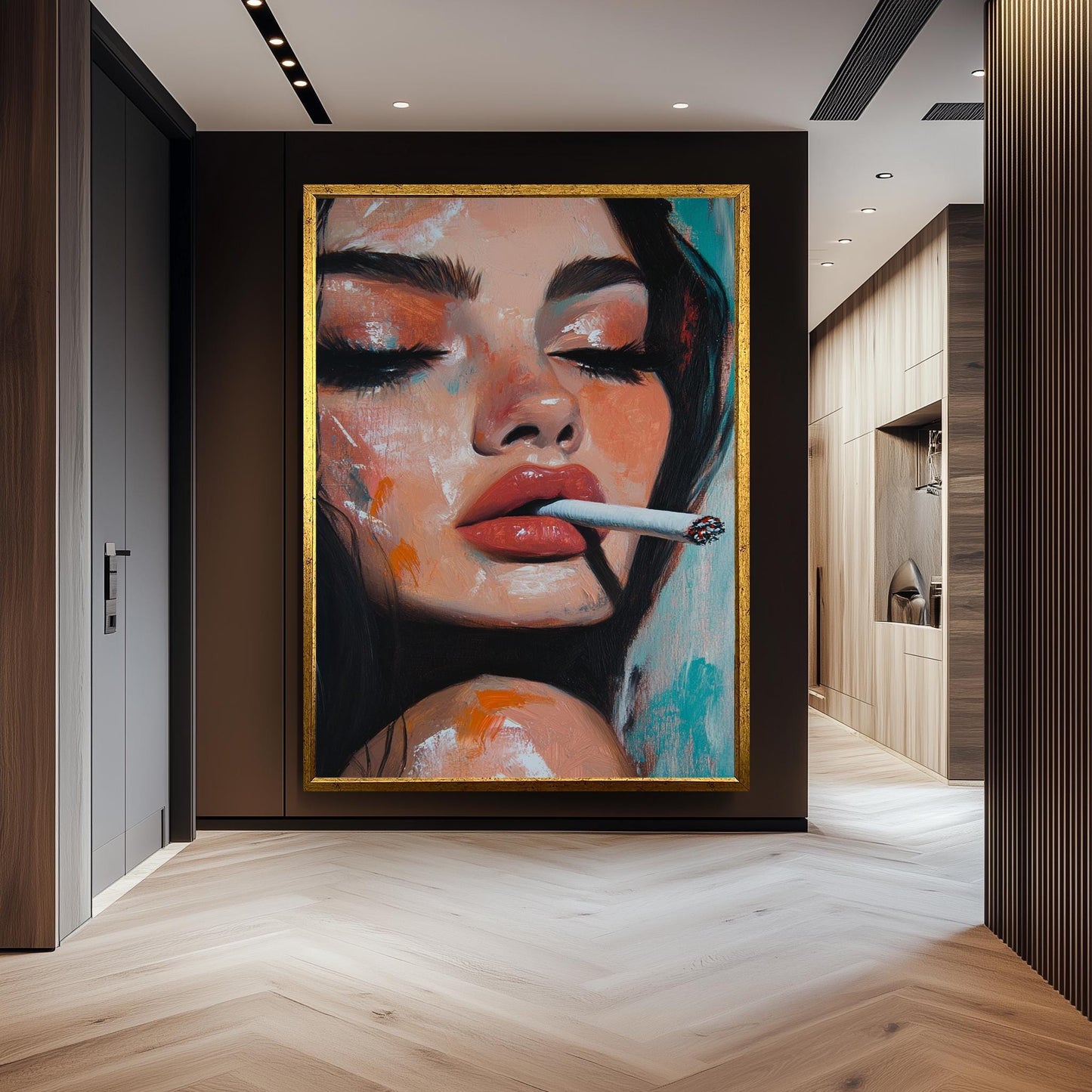 Pop Art Woman Portrait: Oil-Style Painting, Retro Glam Canvas
