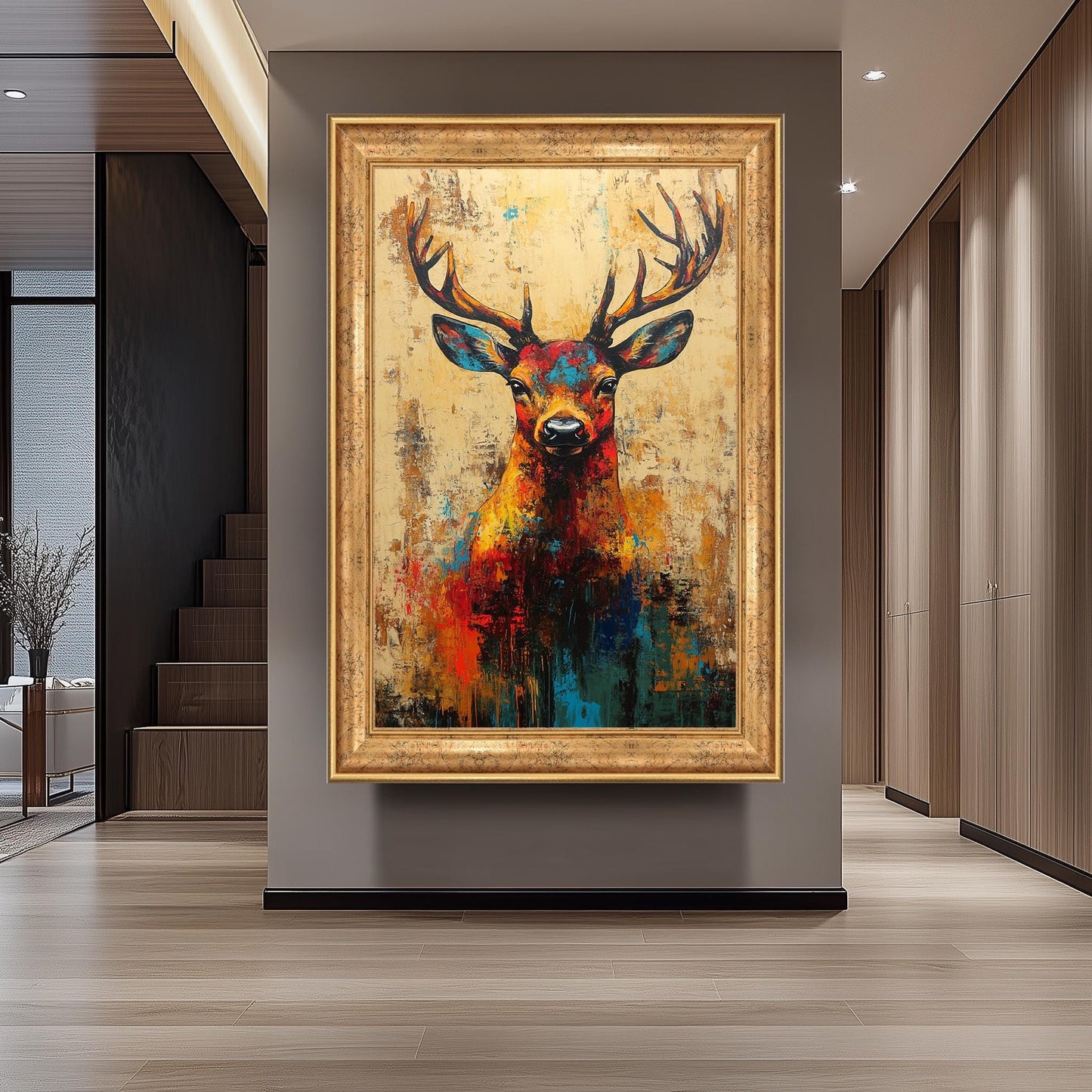 Colorful Pop Art Deer Painting: Abstract Wildlife Canvas Print