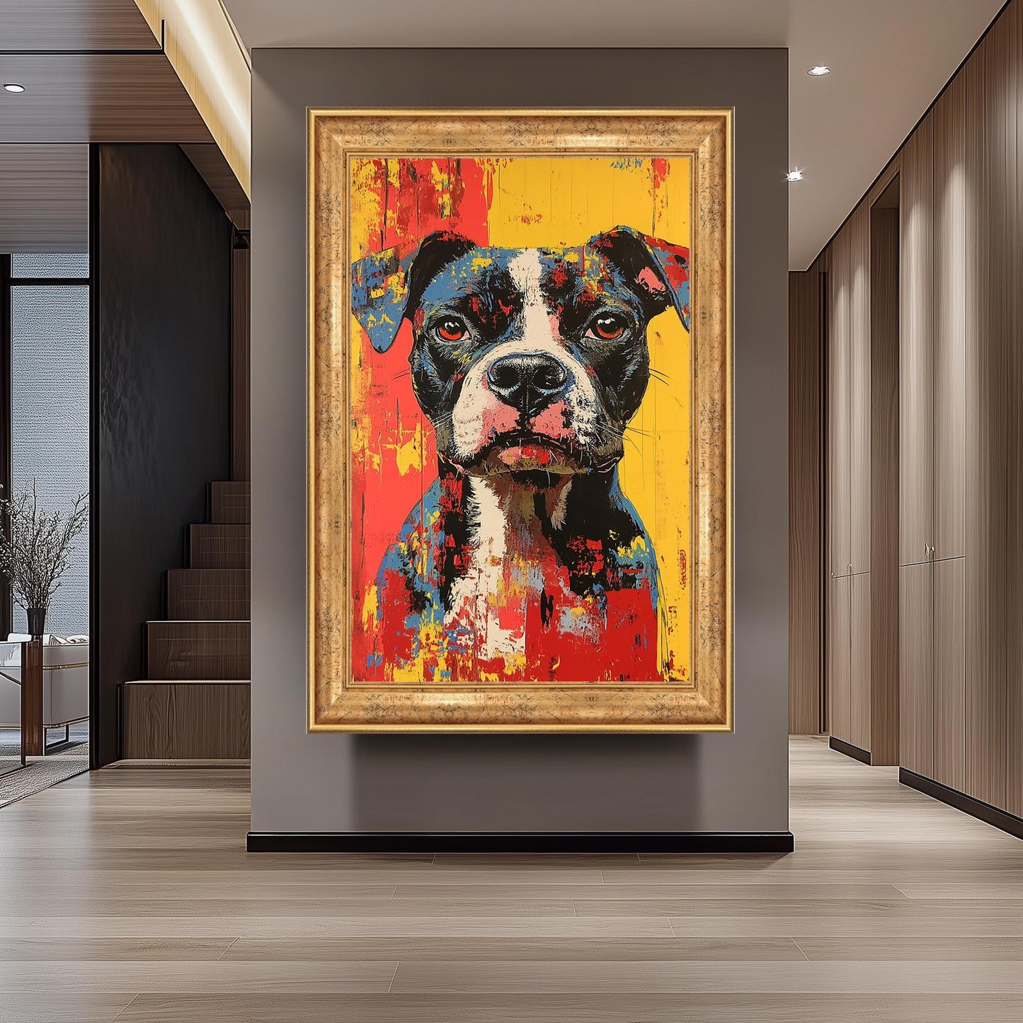 Colorful Boxer Dog Pop Art Portrait: Modern Pet Lover Canvas