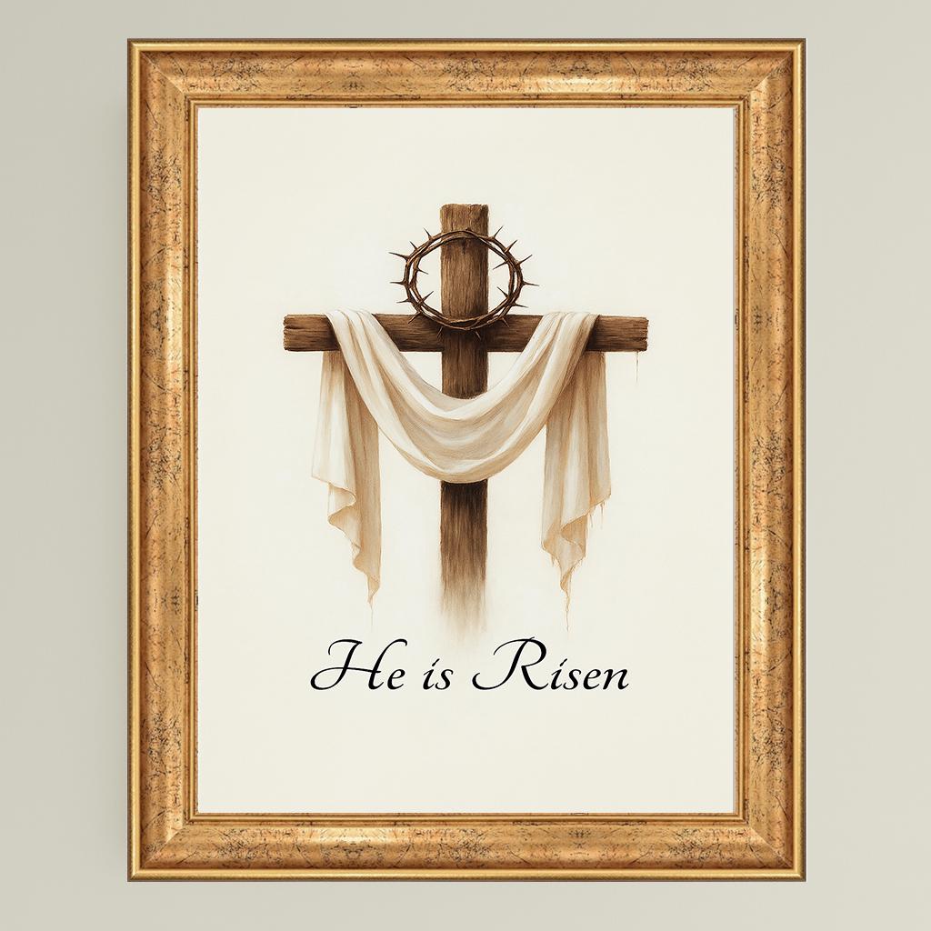 Jesus Christian Wall Art Christian Cross Decor with Crown of Thorns Religious Resurrection Canvas Print Faith-Based Home Gift, Christian Art