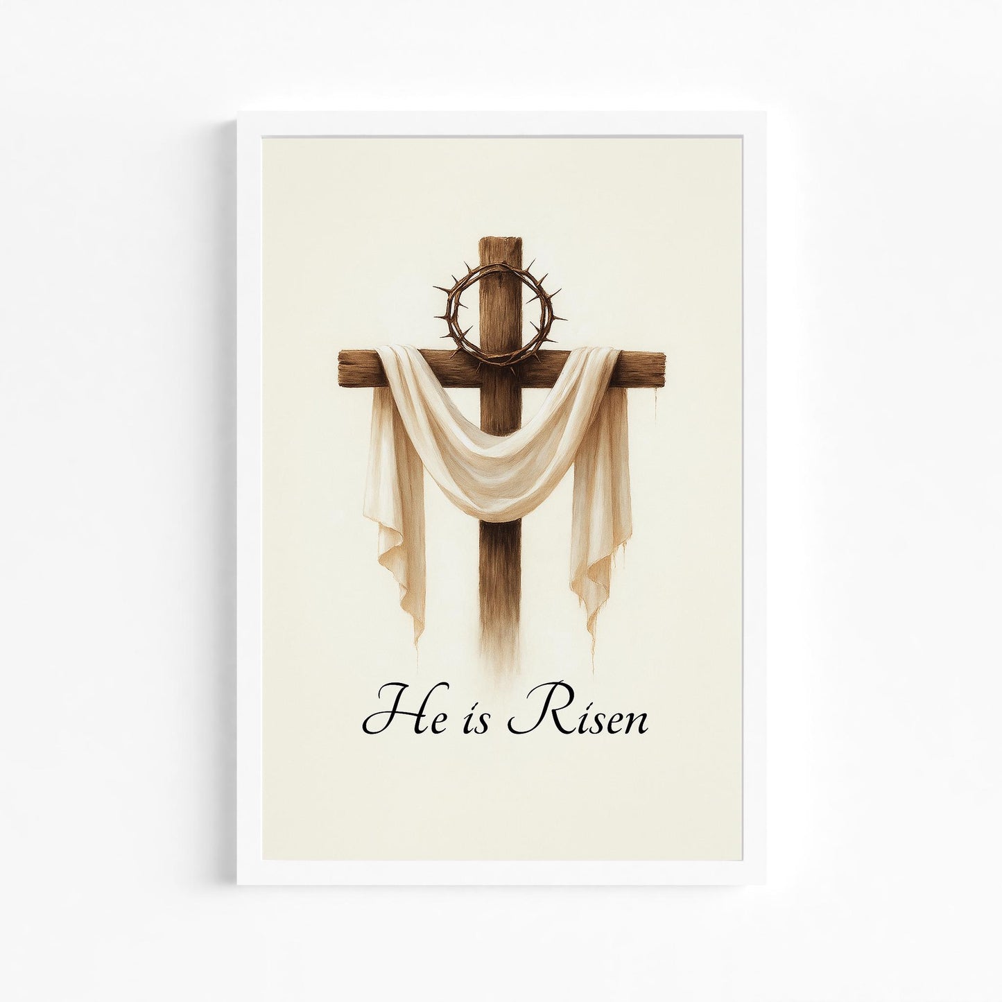 Jesus Christian Wall Art Christian Cross Decor with Crown of Thorns Religious Resurrection Canvas Print Faith-Based Home Gift, Christian Art