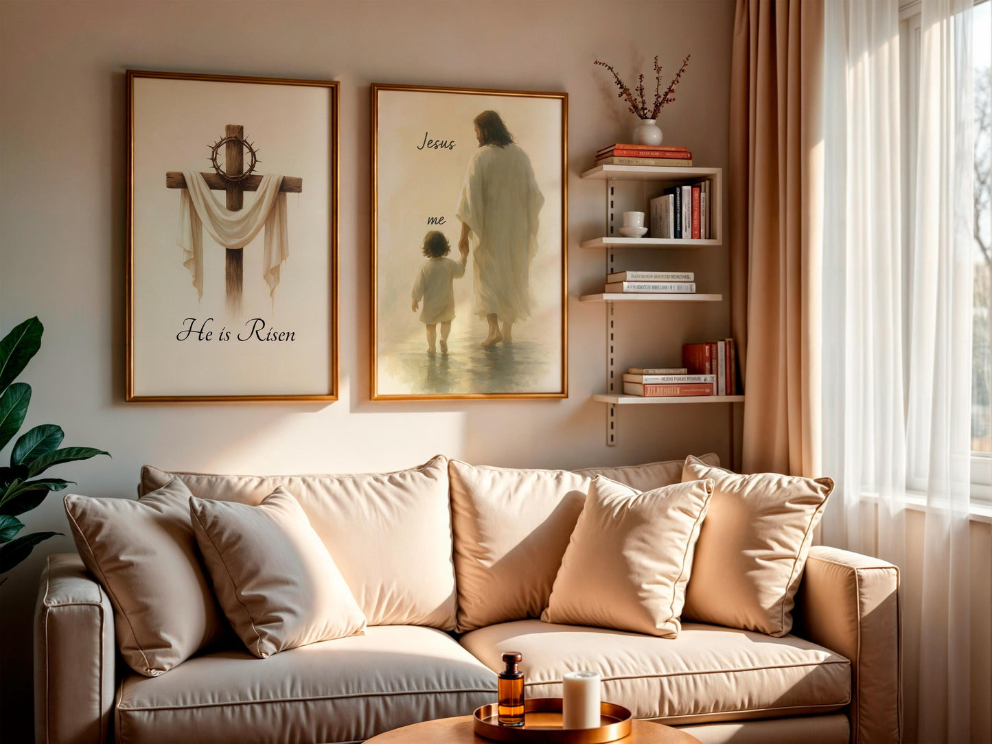Jesus Christian Wall Art Christian Cross Decor with Crown of Thorns Religious Resurrection Canvas Print Faith-Based Home Gift, Christian Art