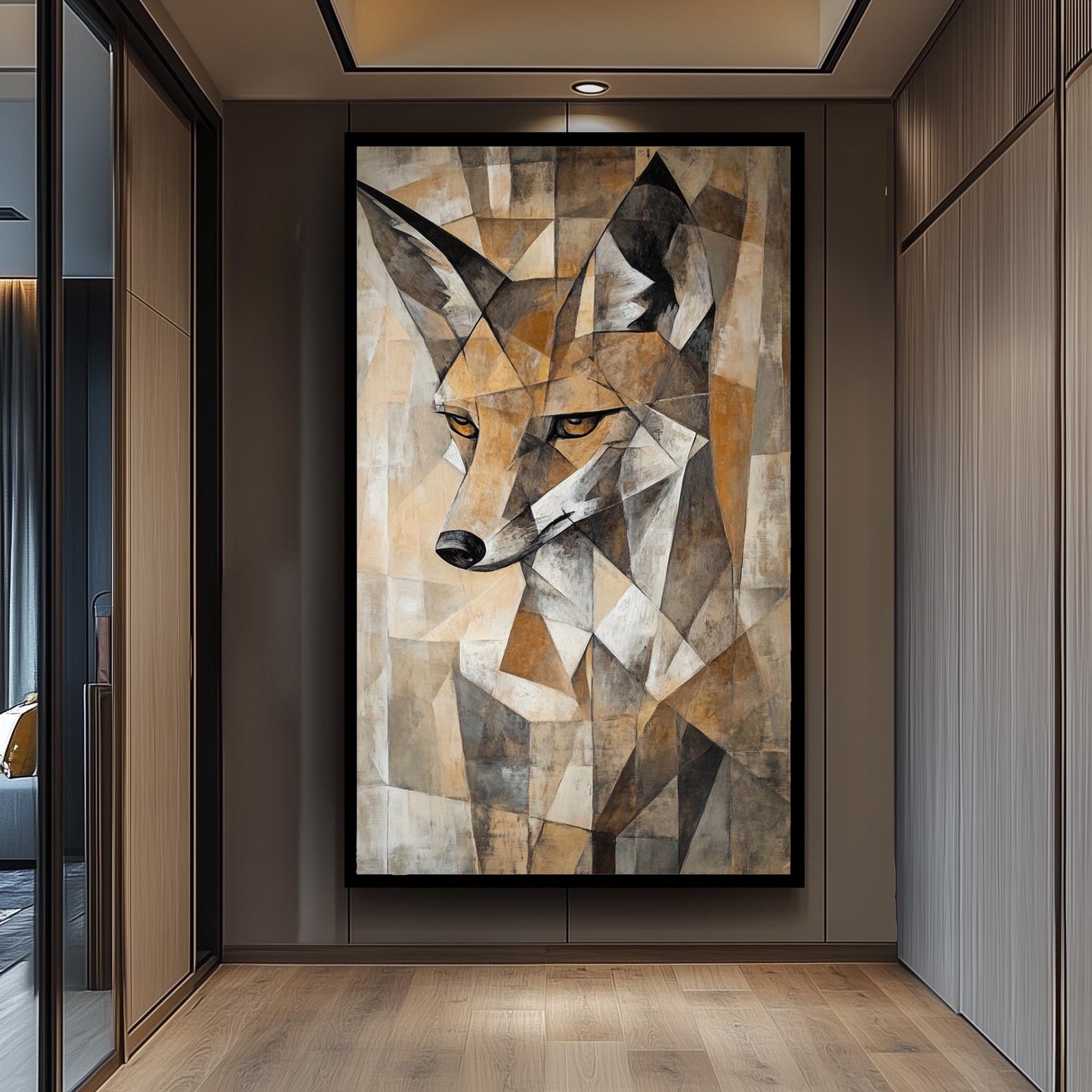 Cubist Fox Art Print: Abstract Geometric Animal Painting