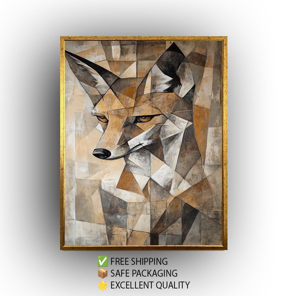Cubist Fox Art Print: Abstract Geometric Animal Painting