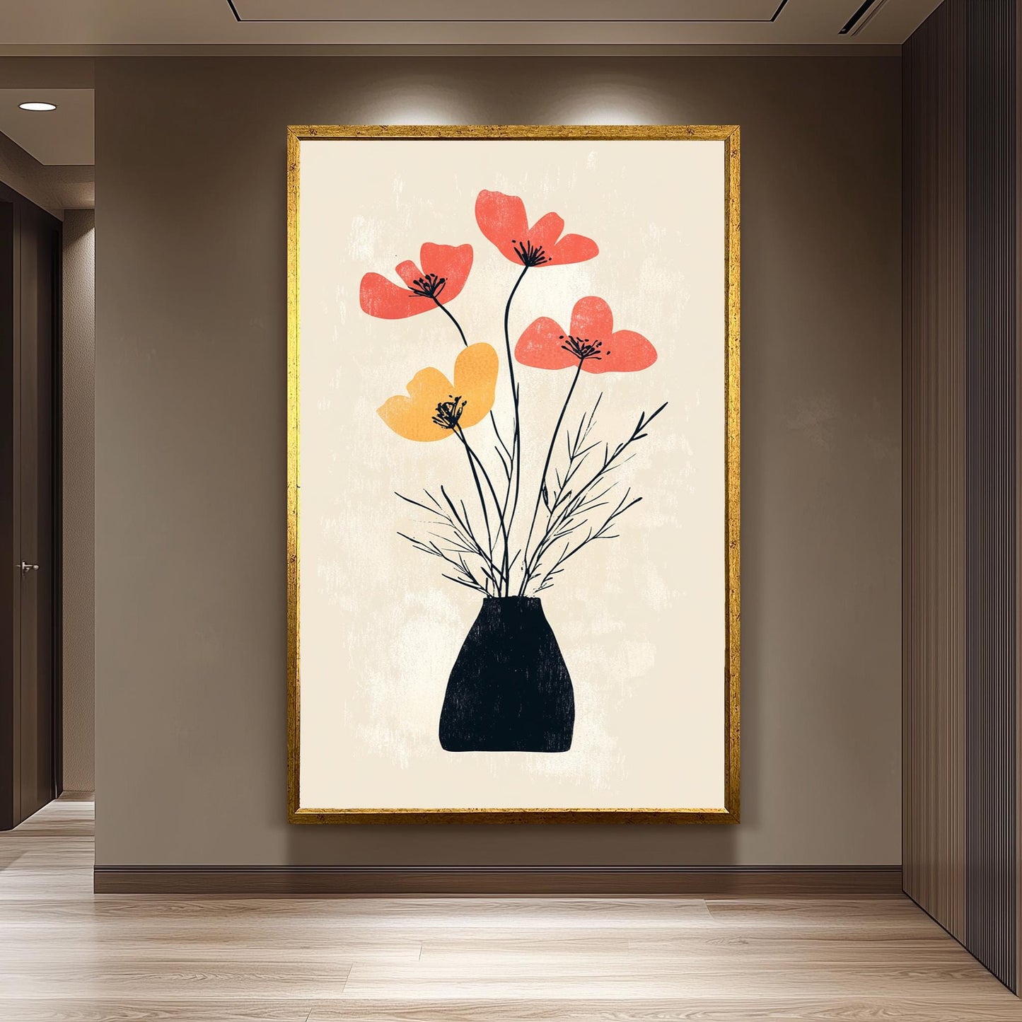 Matisse Inspired Floral Print: Abstract Flower Vase Art