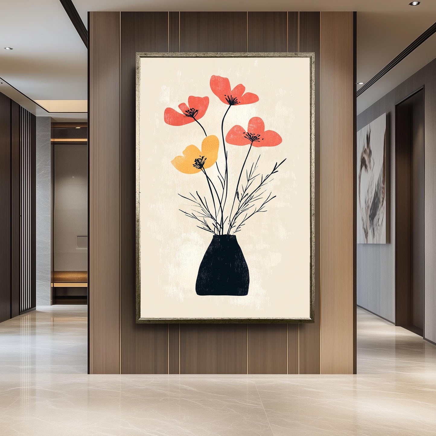Matisse Inspired Floral Print: Abstract Flower Vase Art